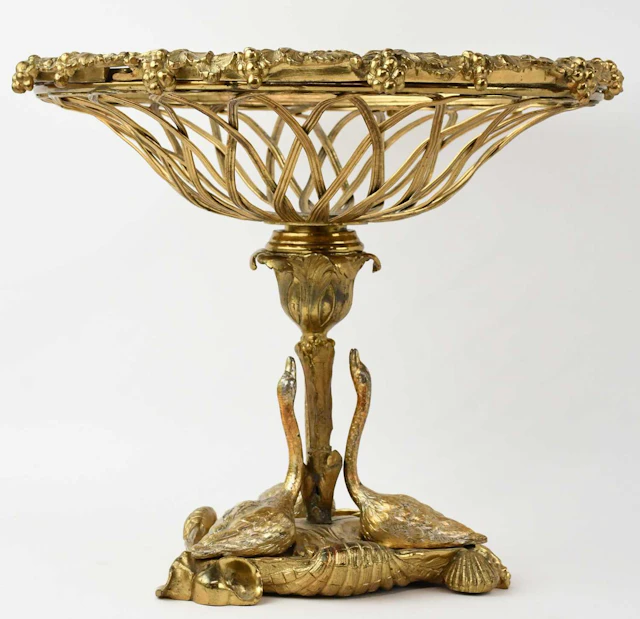 A good late 19th century French gilt bronze ormolu candlestick basket