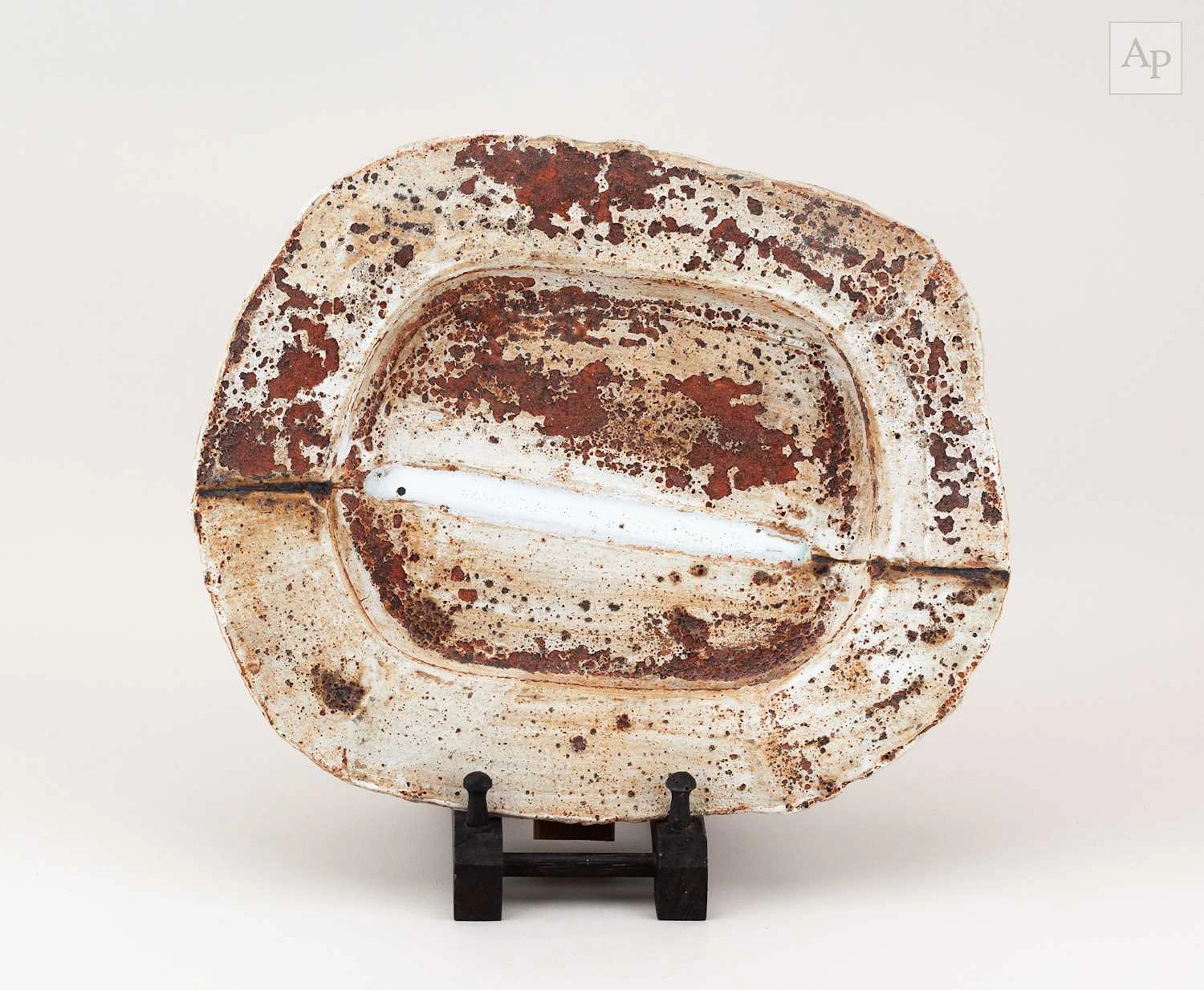 ROBIN WELCH (1936-2019); an oval stoneware landscape...