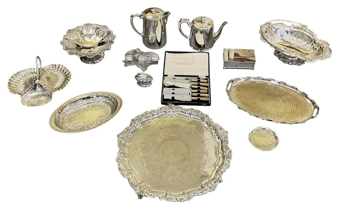 A quantity of assorted silver plated items including a...