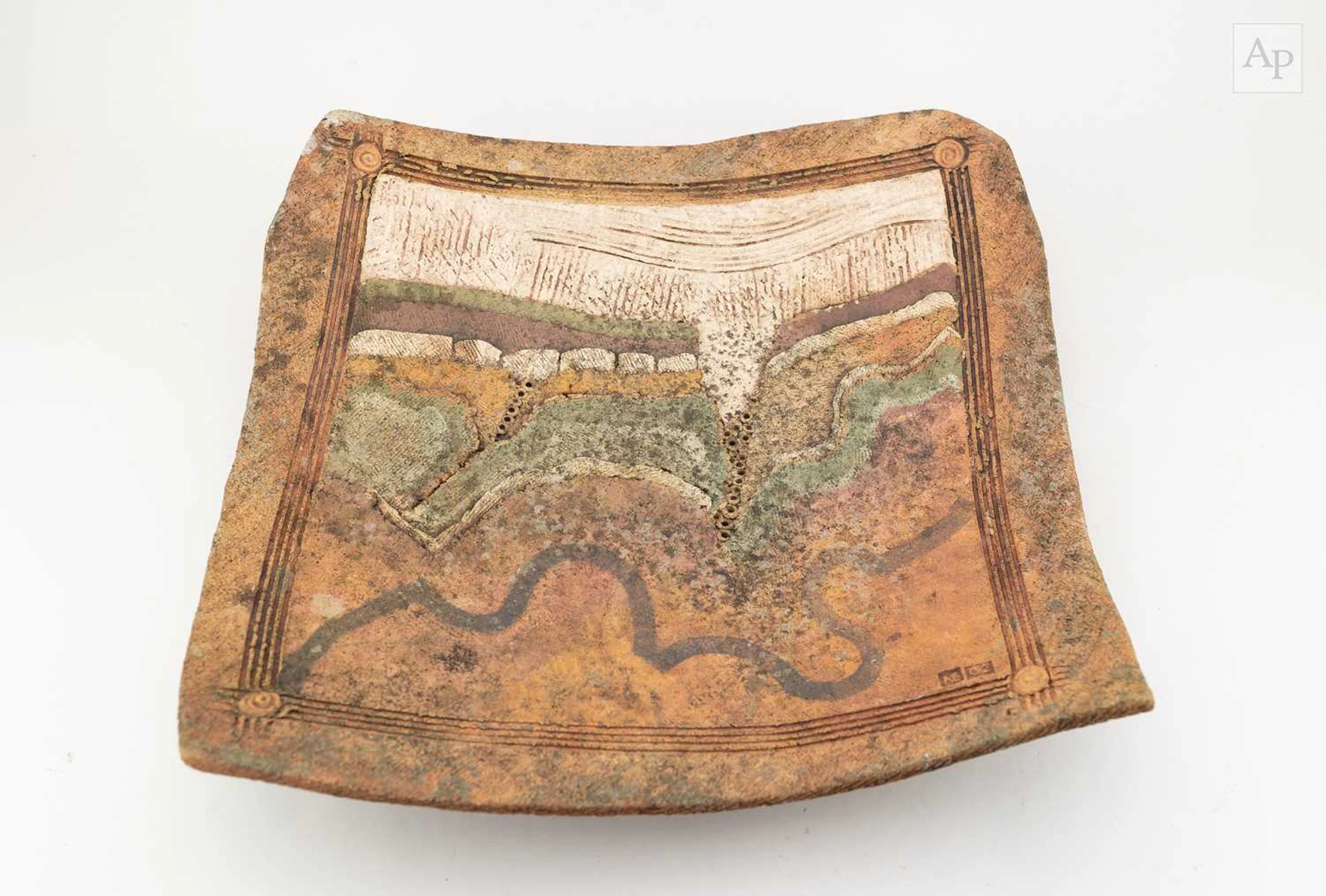 NIGEL EDMONDSON (1941-2025); a large square stoneware platter