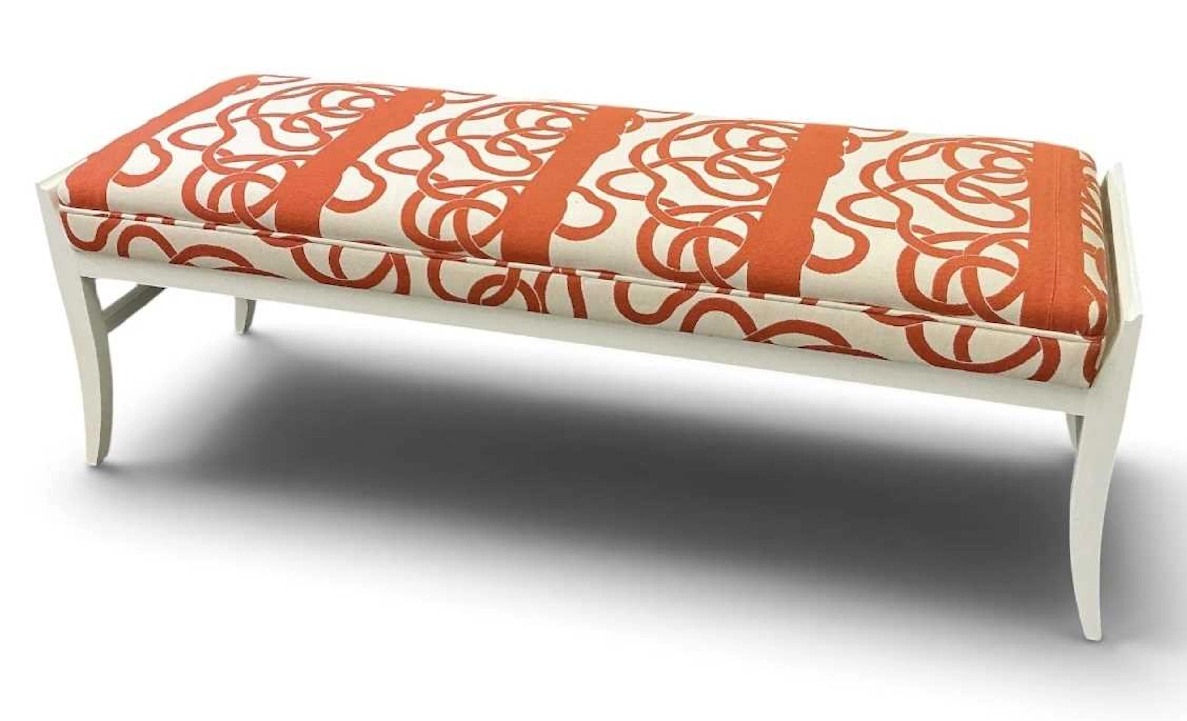 A modern contemporary white painted rectangular stool/window seat