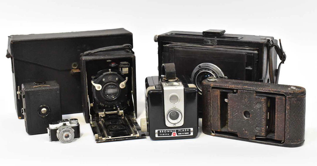 A collection of six film cameras
