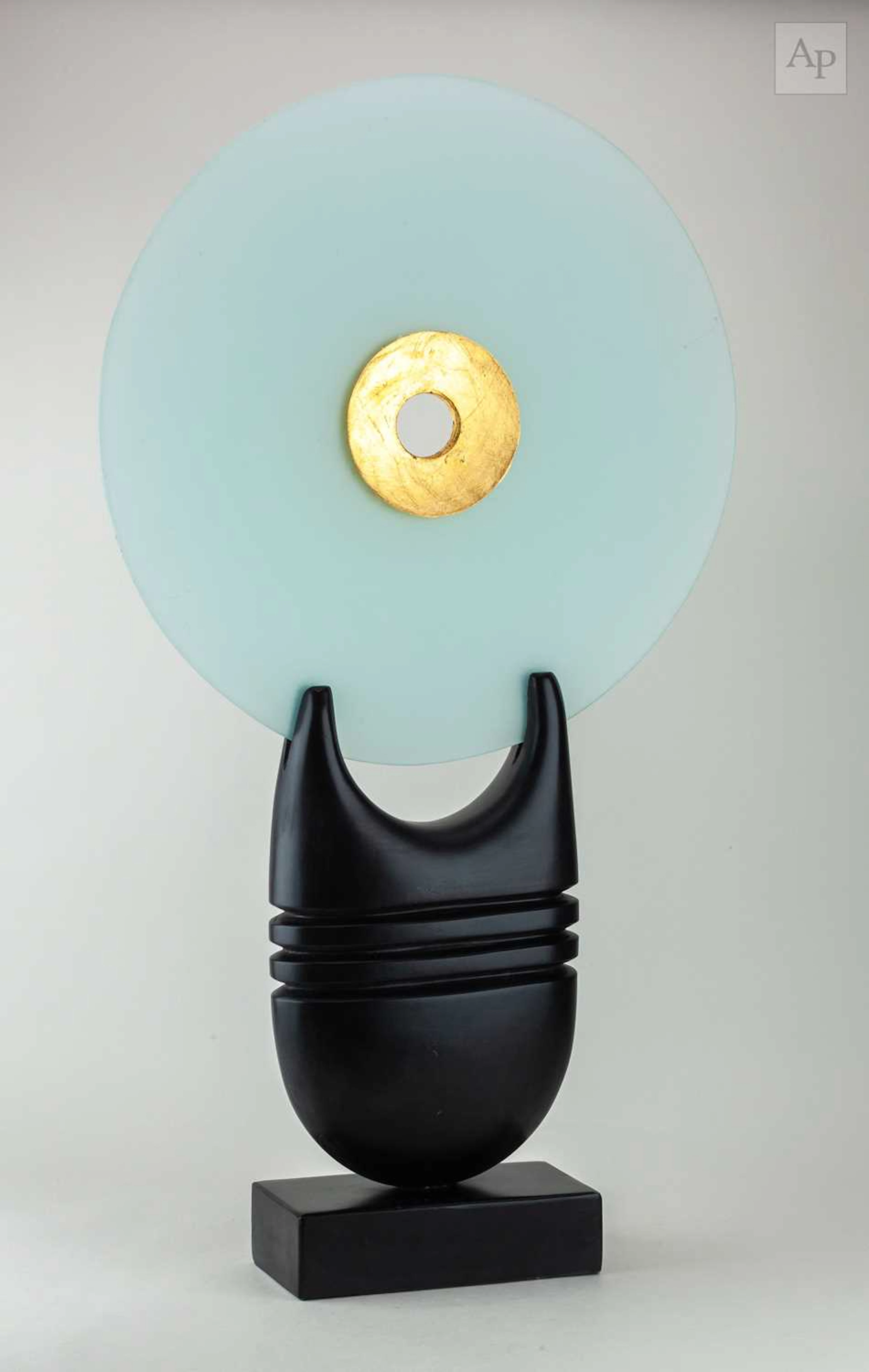 PETER HAYES (born 1946); a large frosted glass disc with...