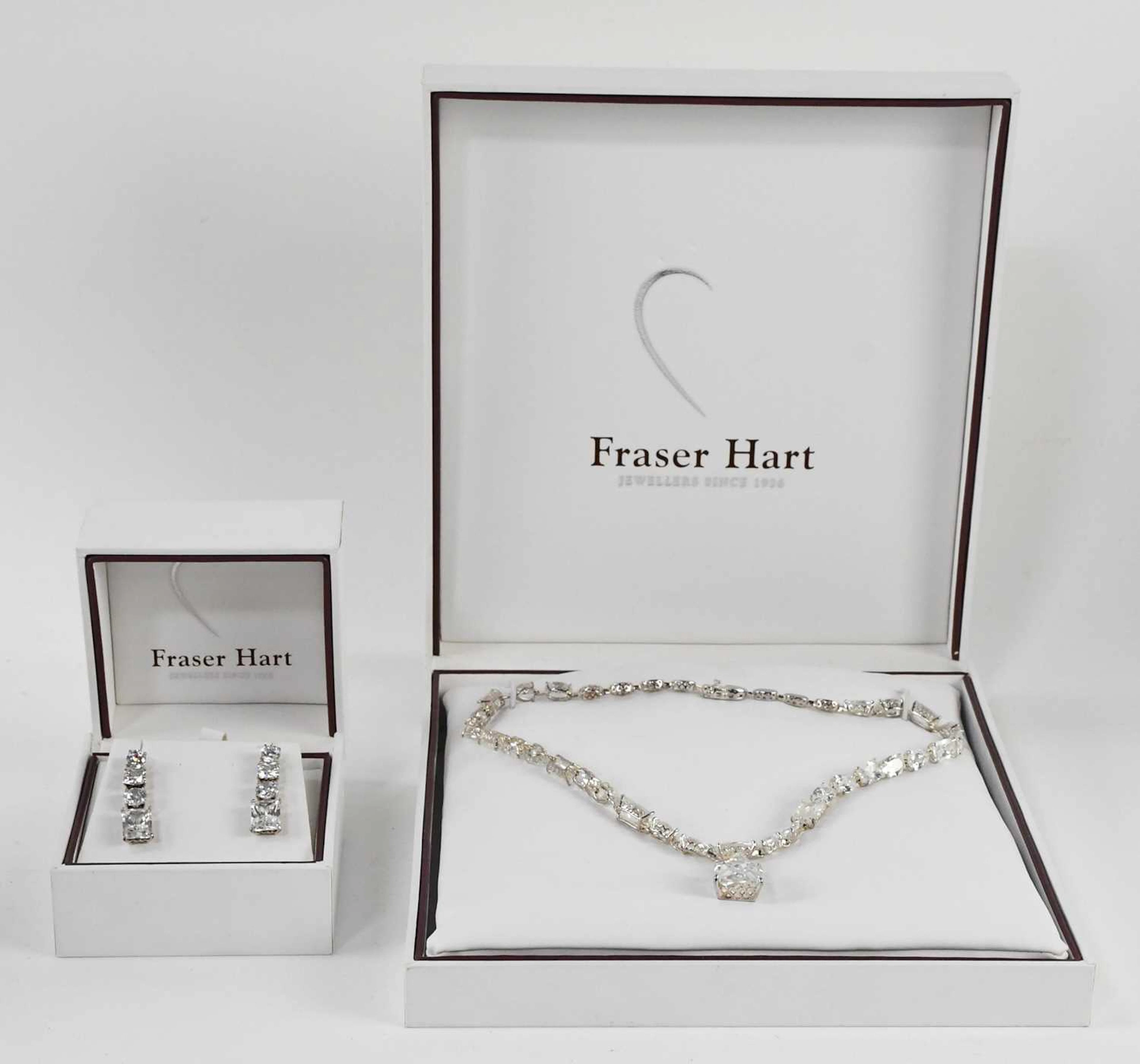 FRASER HART; a cased 925 silver crystal glass set necklace