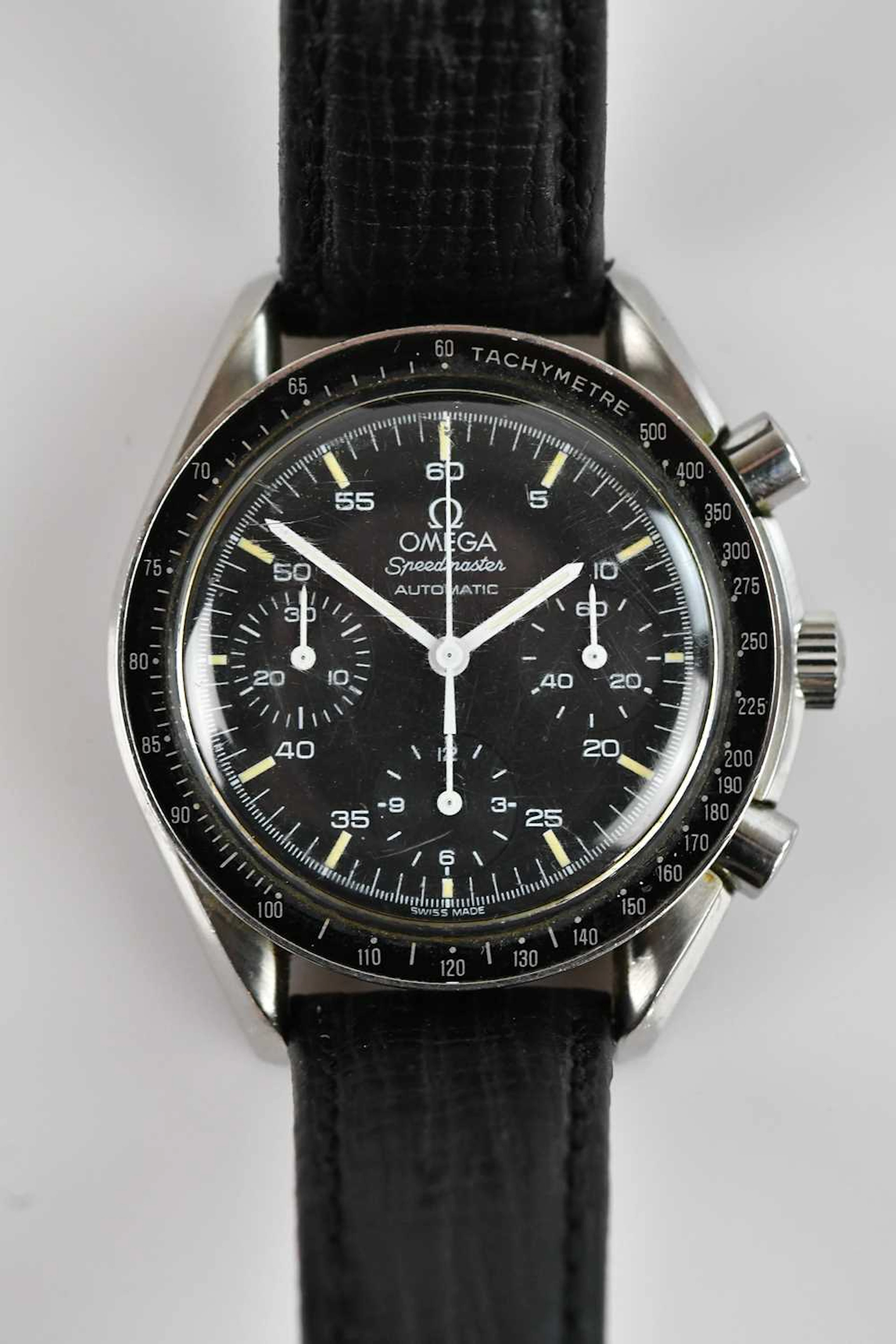 OMEGA; a gentleman's stainless steel Speedmaster automatic wristwatch