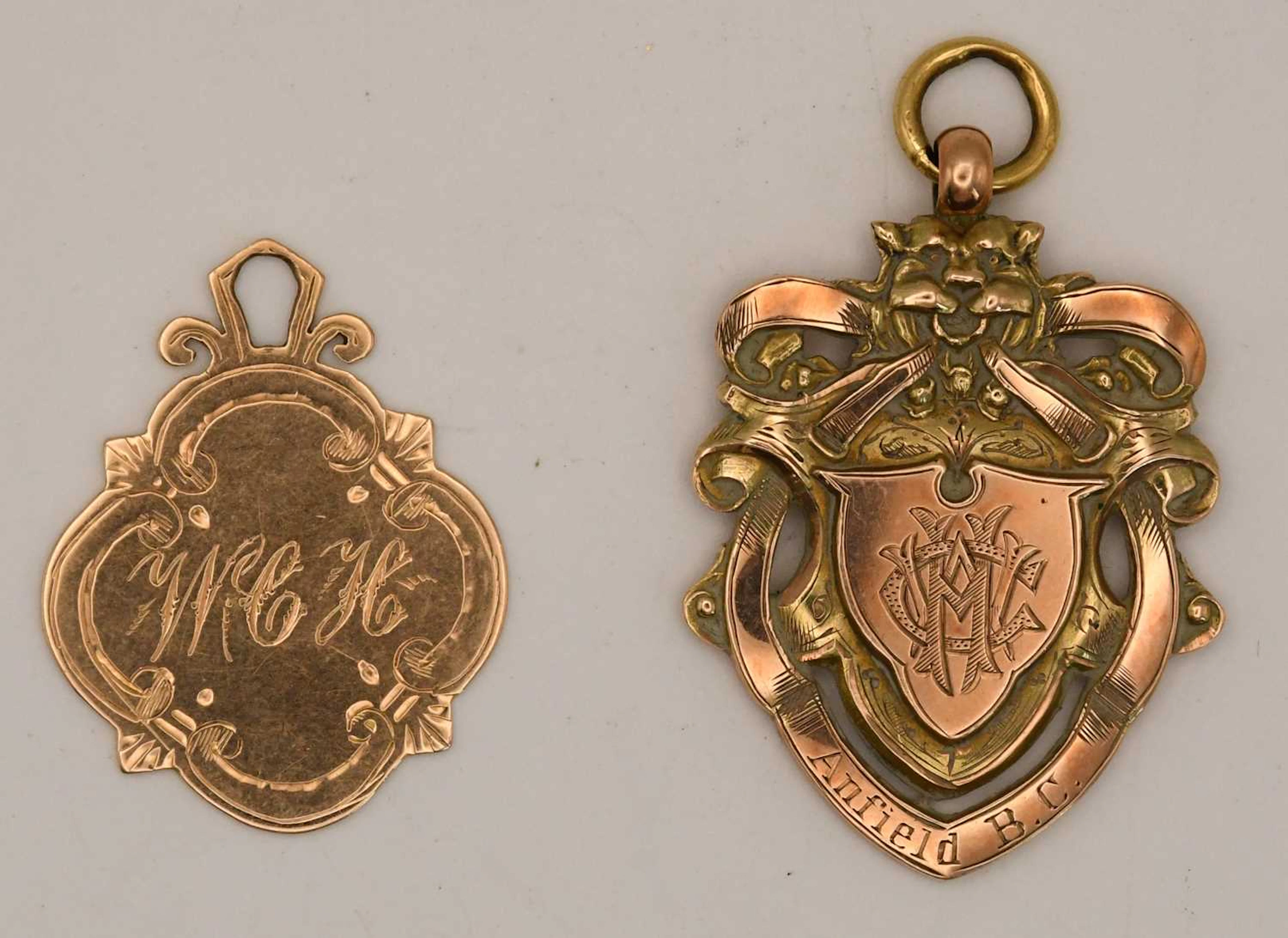 Two 9ct prize fob medals