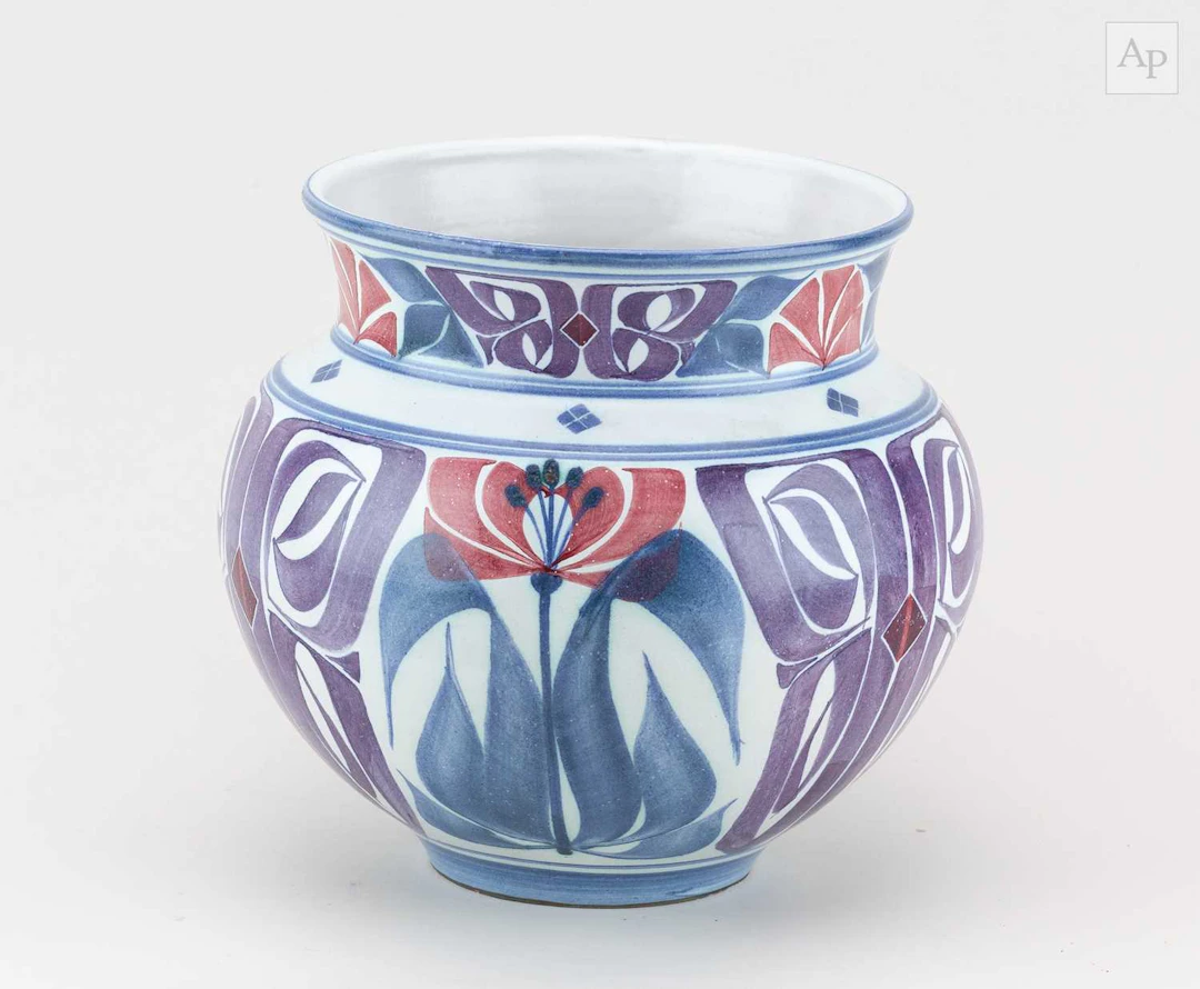 LAURENCE McGOWAN (born 1942); a Maiolica style stoneware...