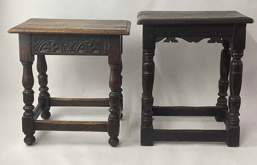 Two 19th century oak joint stools