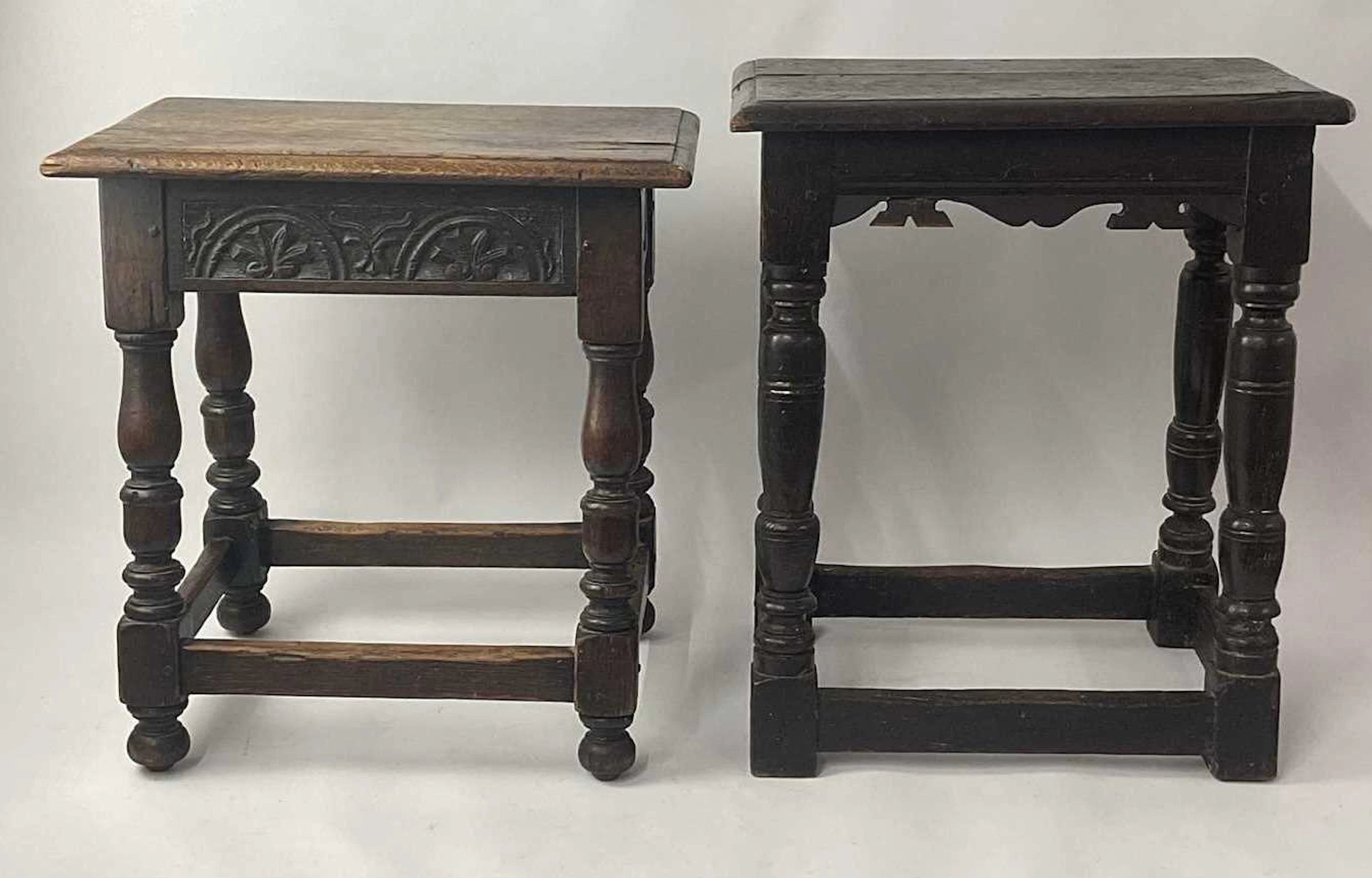 Two 19th century oak joint stools