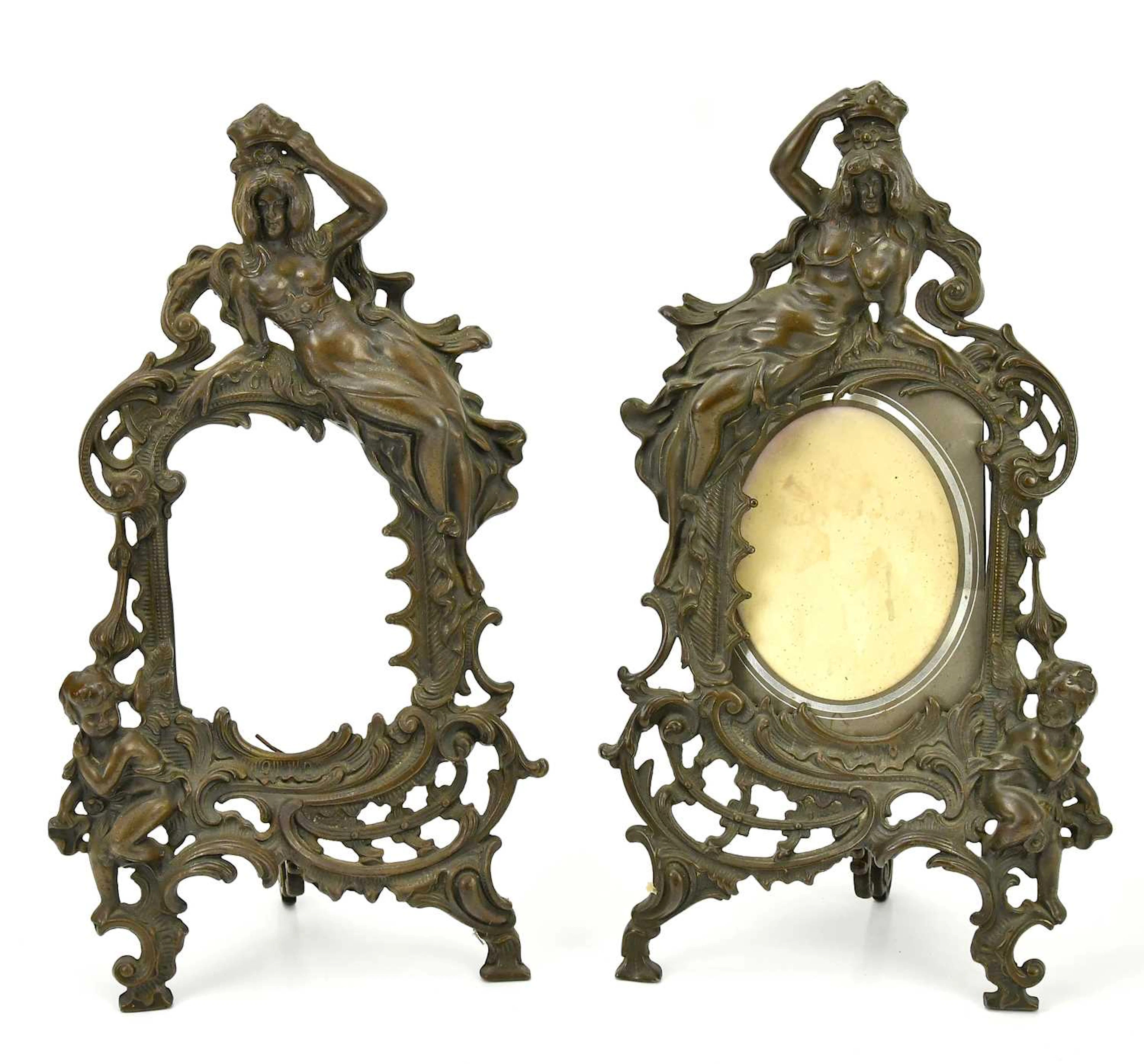 A pair of Art Nouveau cast metal frames