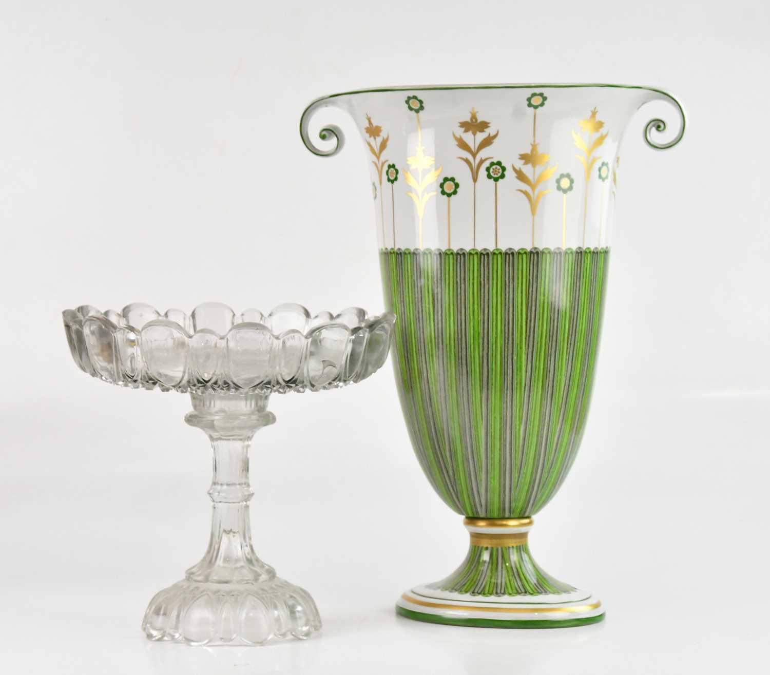 A large and impressive decorative twin handled pedestal vase