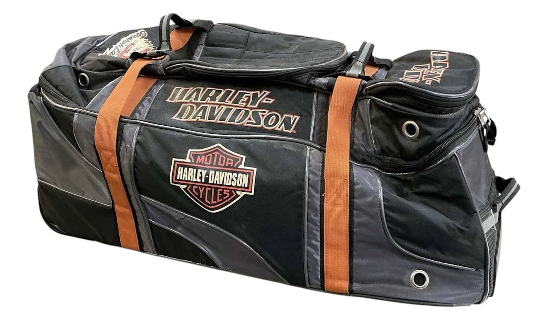 A Harley-Davidson motorcycle wheeled bag