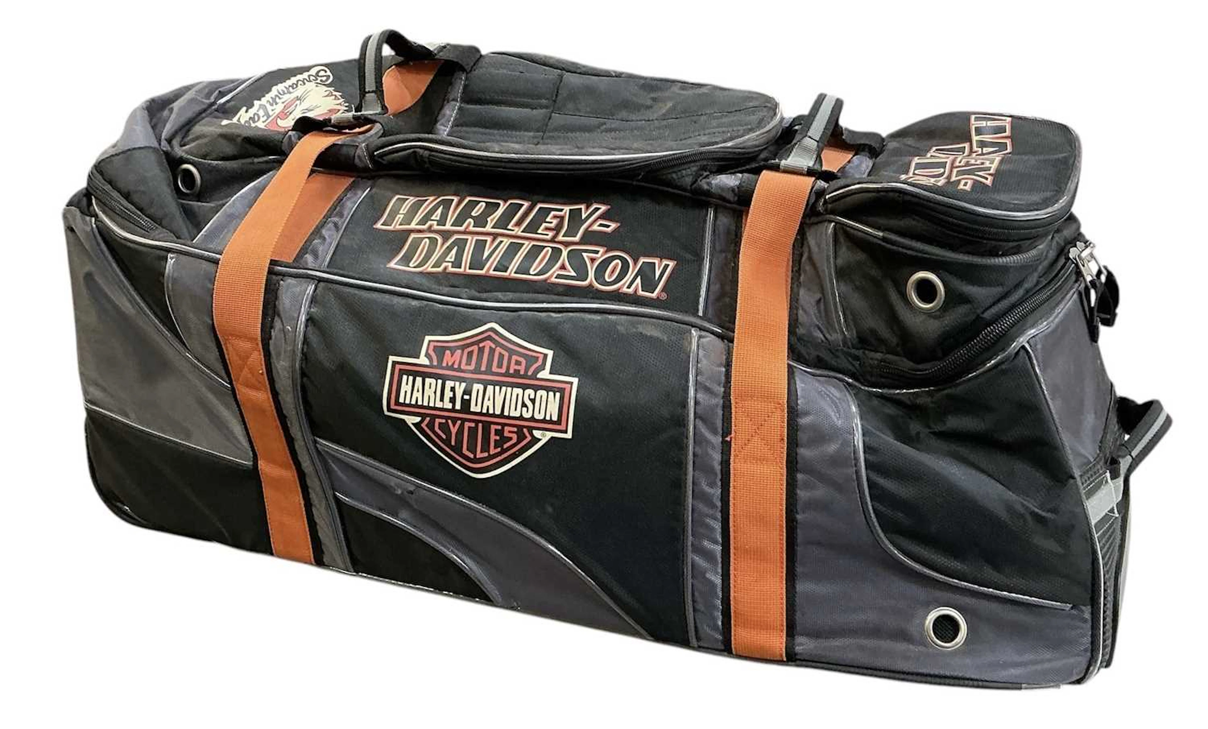A Harley-Davidson motorcycle wheeled bag