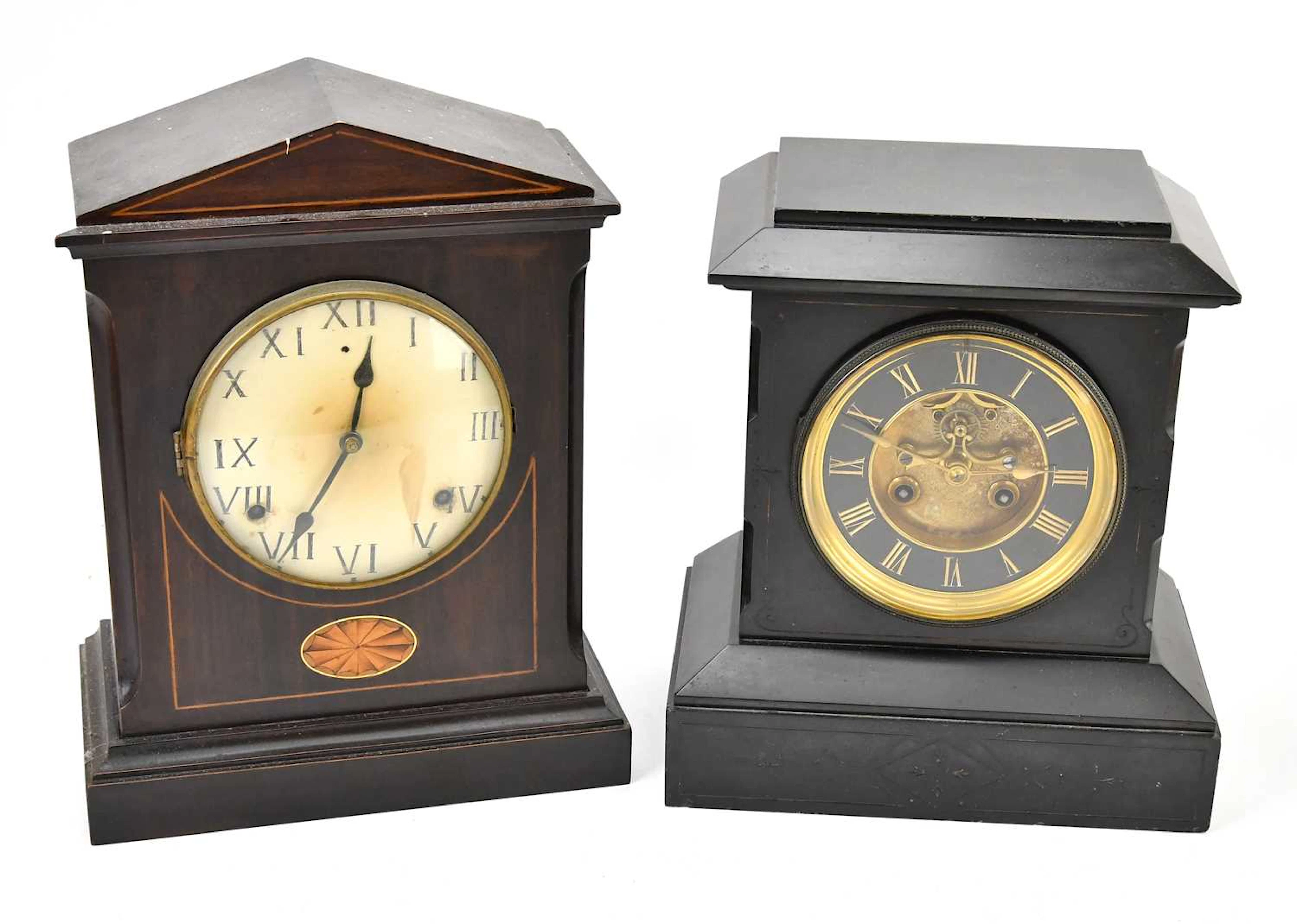 A Victorian slate mantel clock