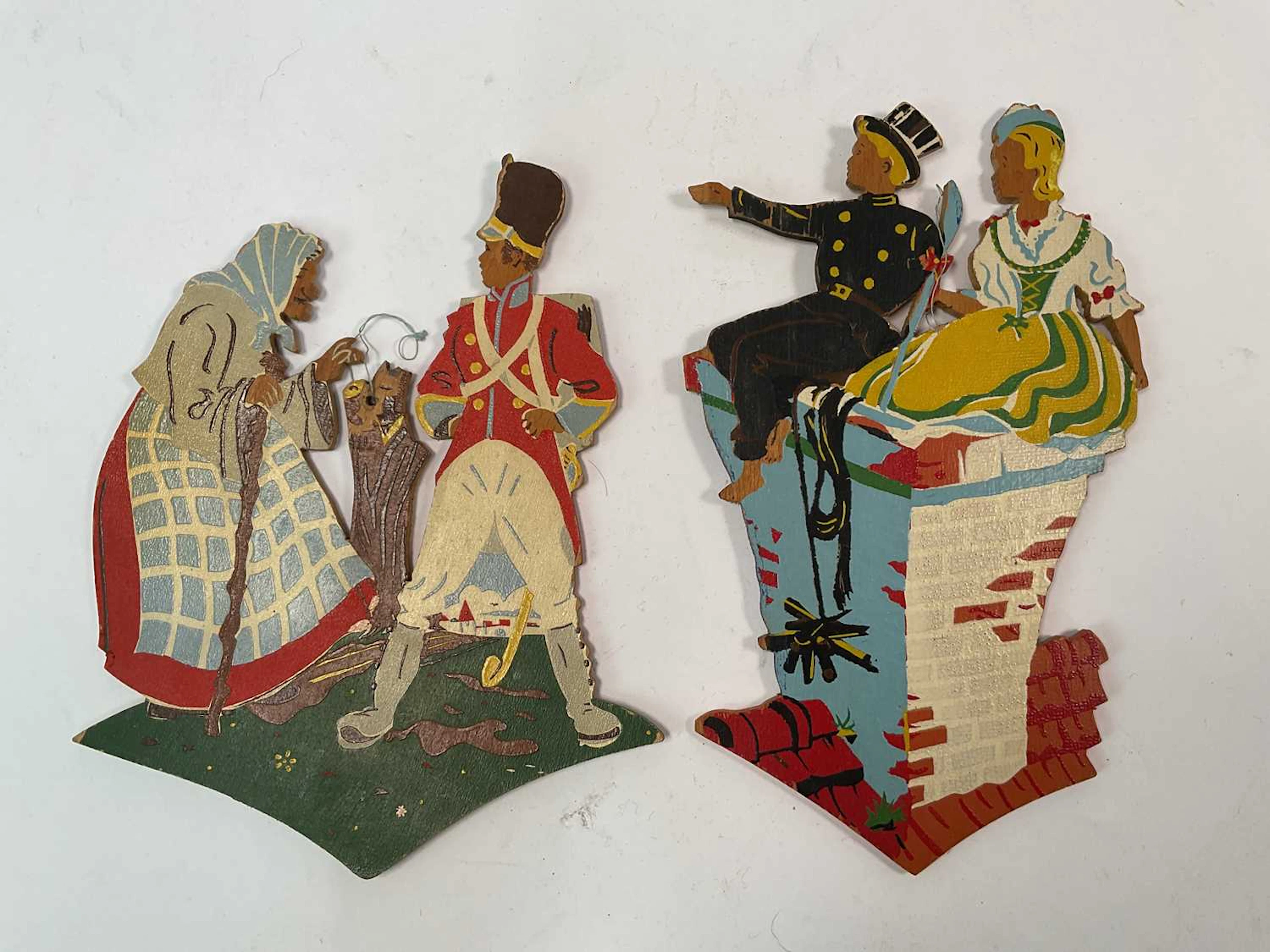 Two mid 20th century Danish wooden hand painted wall decorations