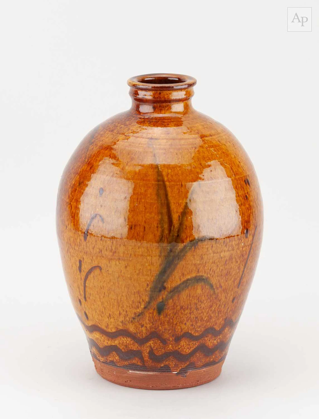 CLIVE BOWEN (born 1943); a slipware bottle with trailed...