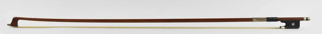GUSTAV SCHINDLER; a nickel mounted full-size violin bow with octagonal stick