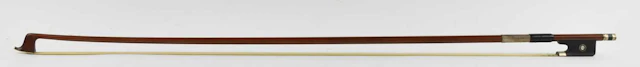 GUSTAV SCHINDLER; a nickel mounted full-size violin bow with octagonal stick