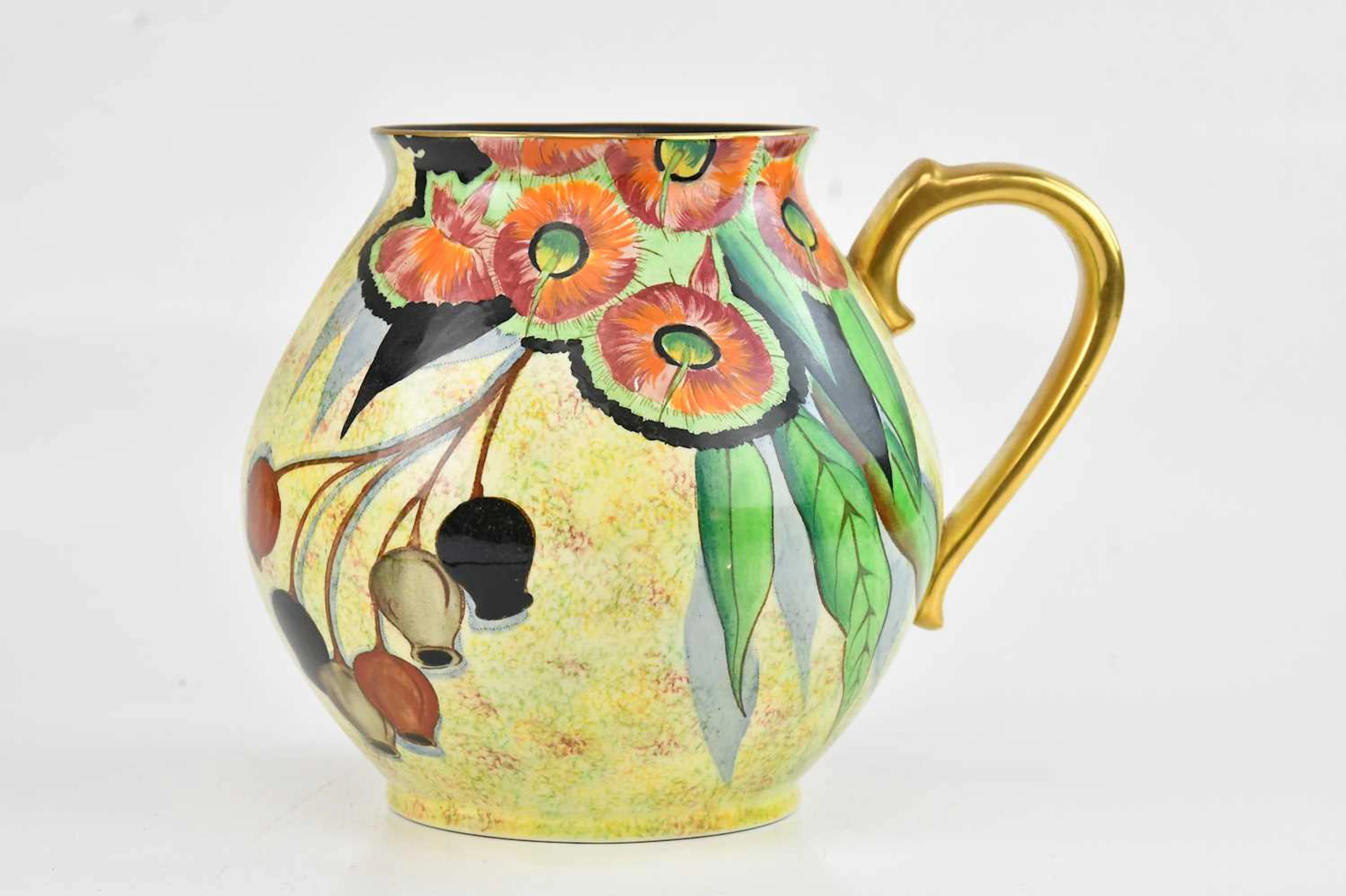 CARLTON WARE; an Art Deco single handle vase of bulbous form