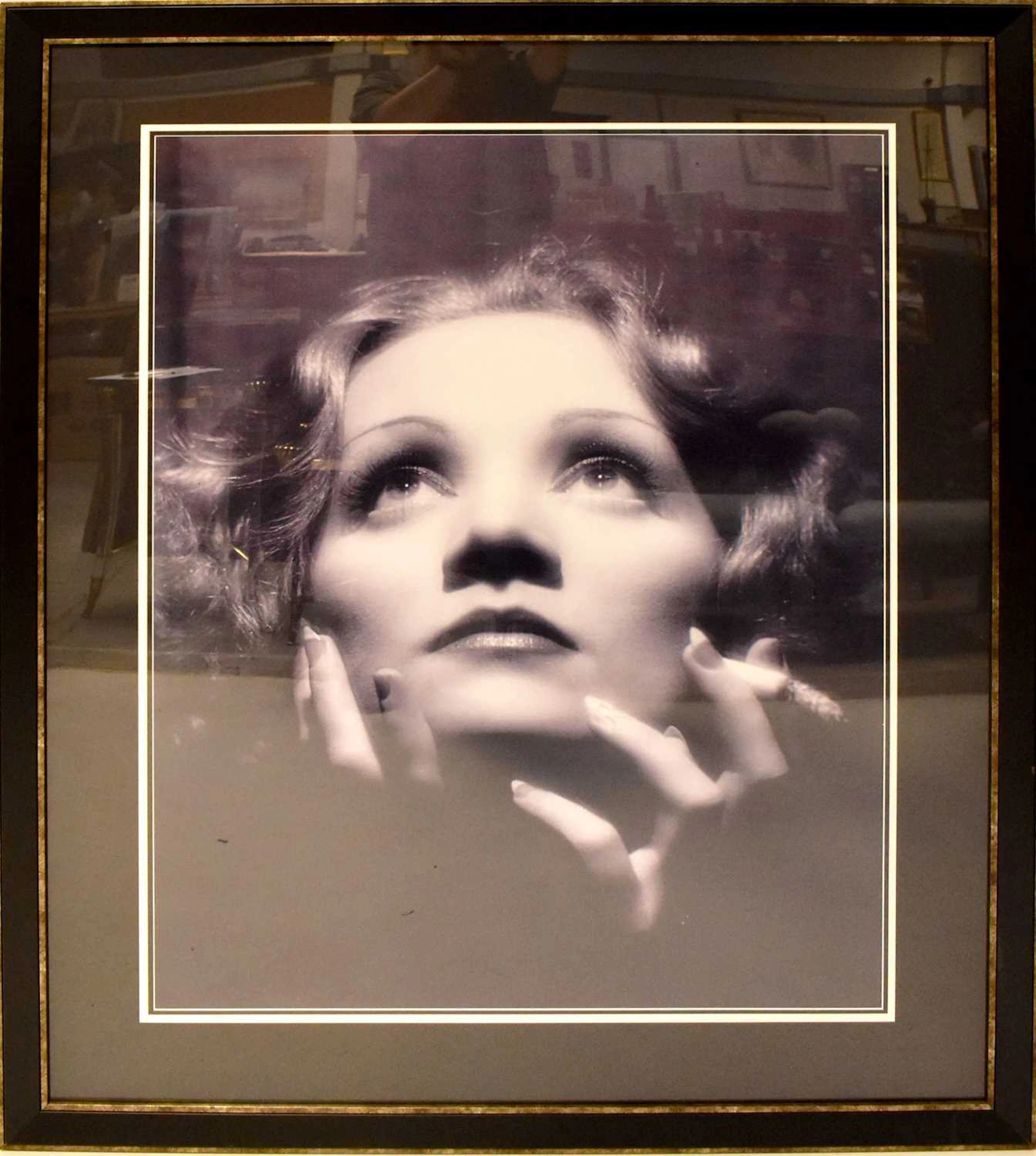 MARLENE DIETRICH; a large black and white photographic...
