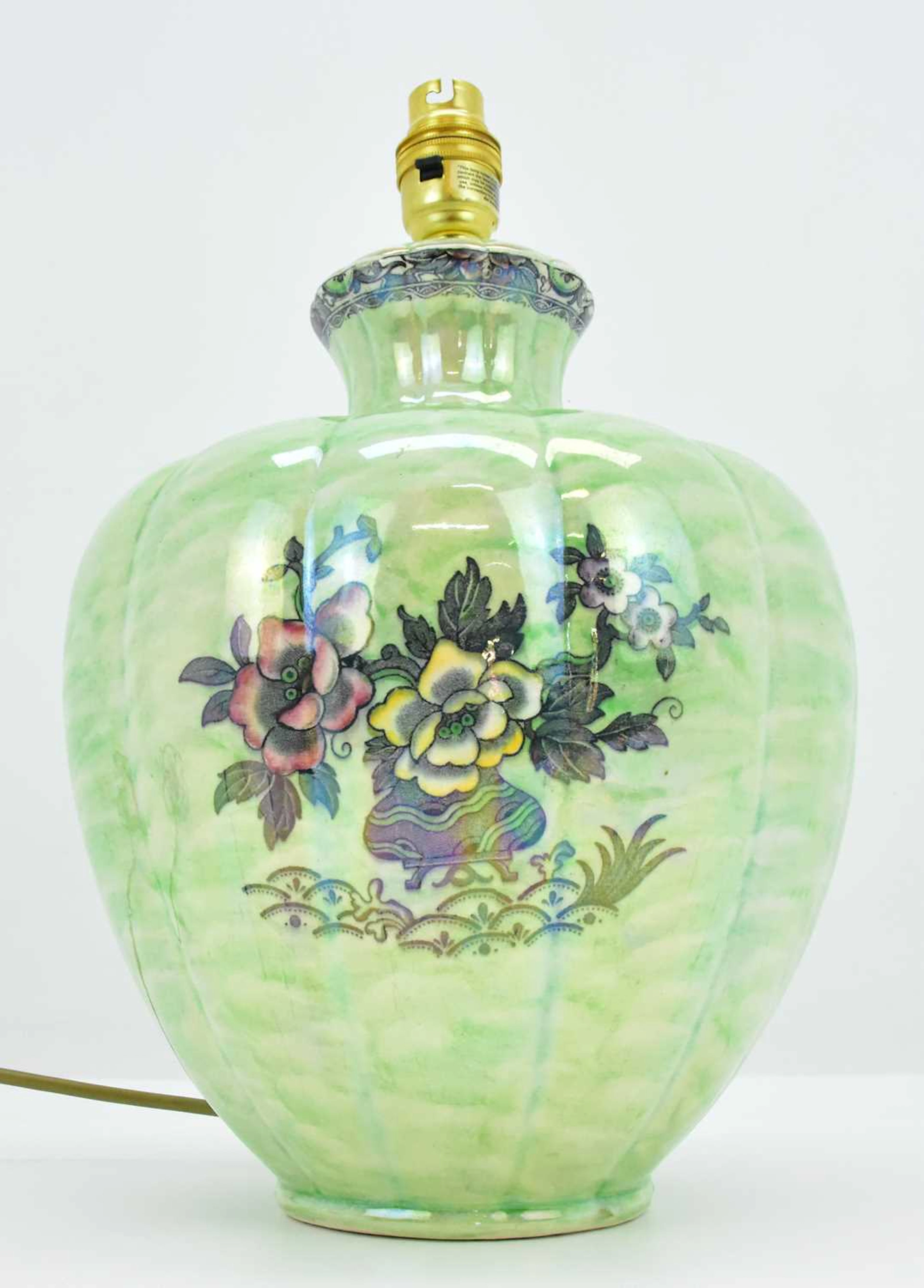 A large early 20th century pottery table lamp