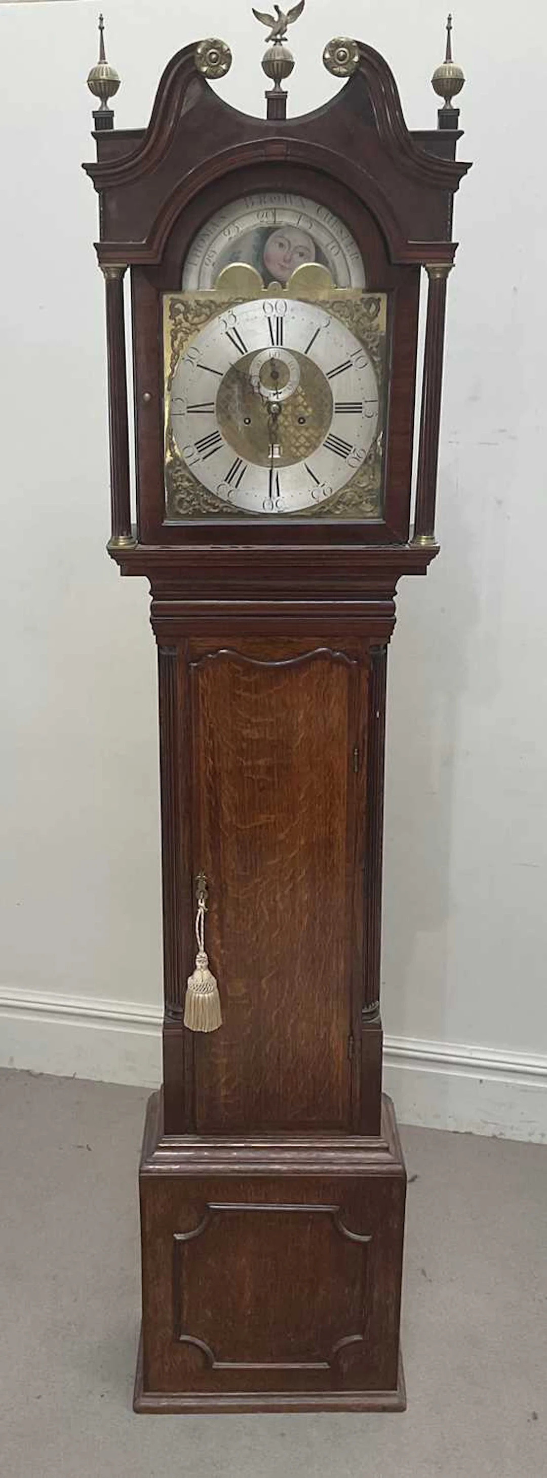 THOMAS BROWN OF CHESTER; a George III oak and mahogany eight day longcase clock