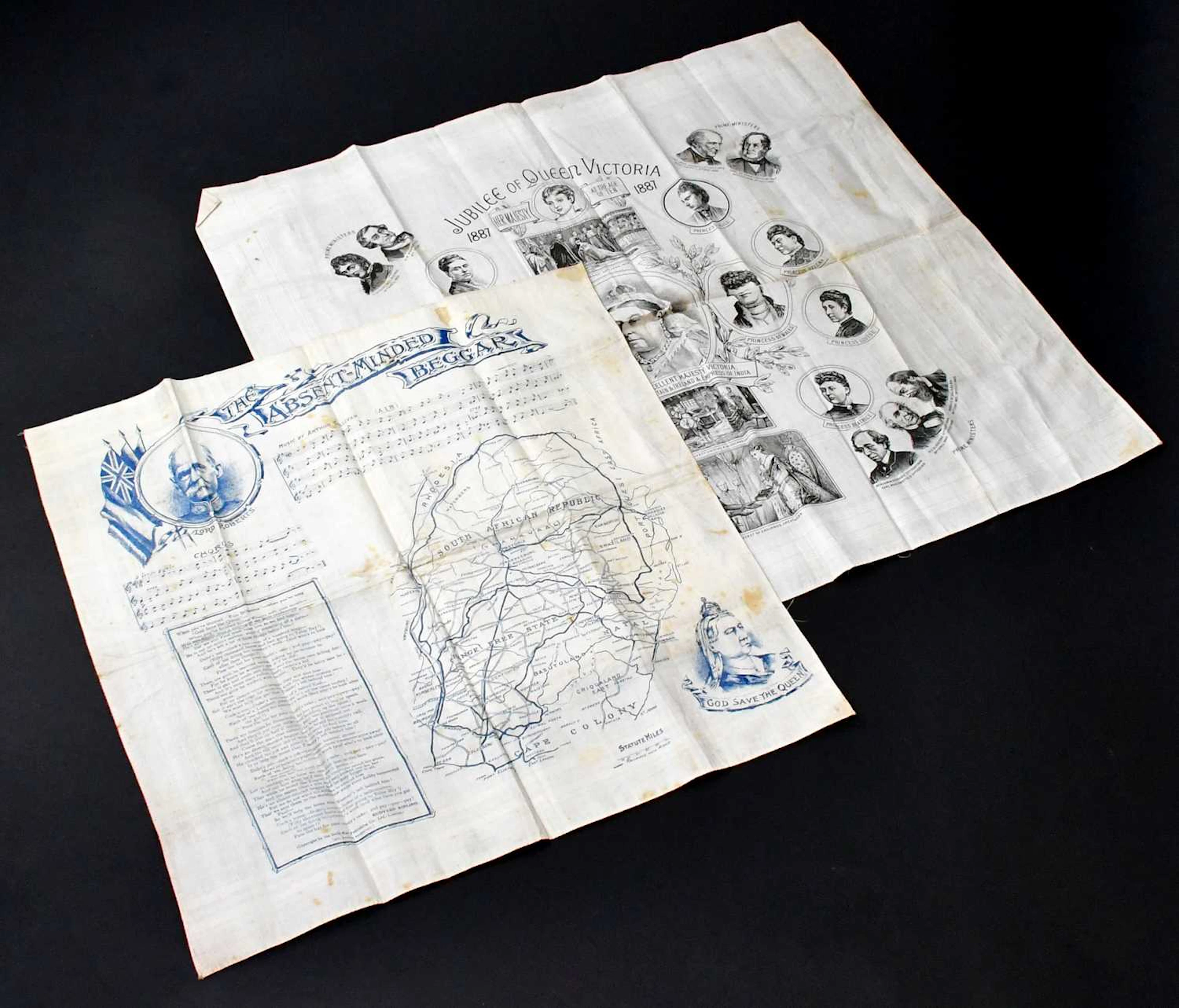 Two Victorian printed silk scarves