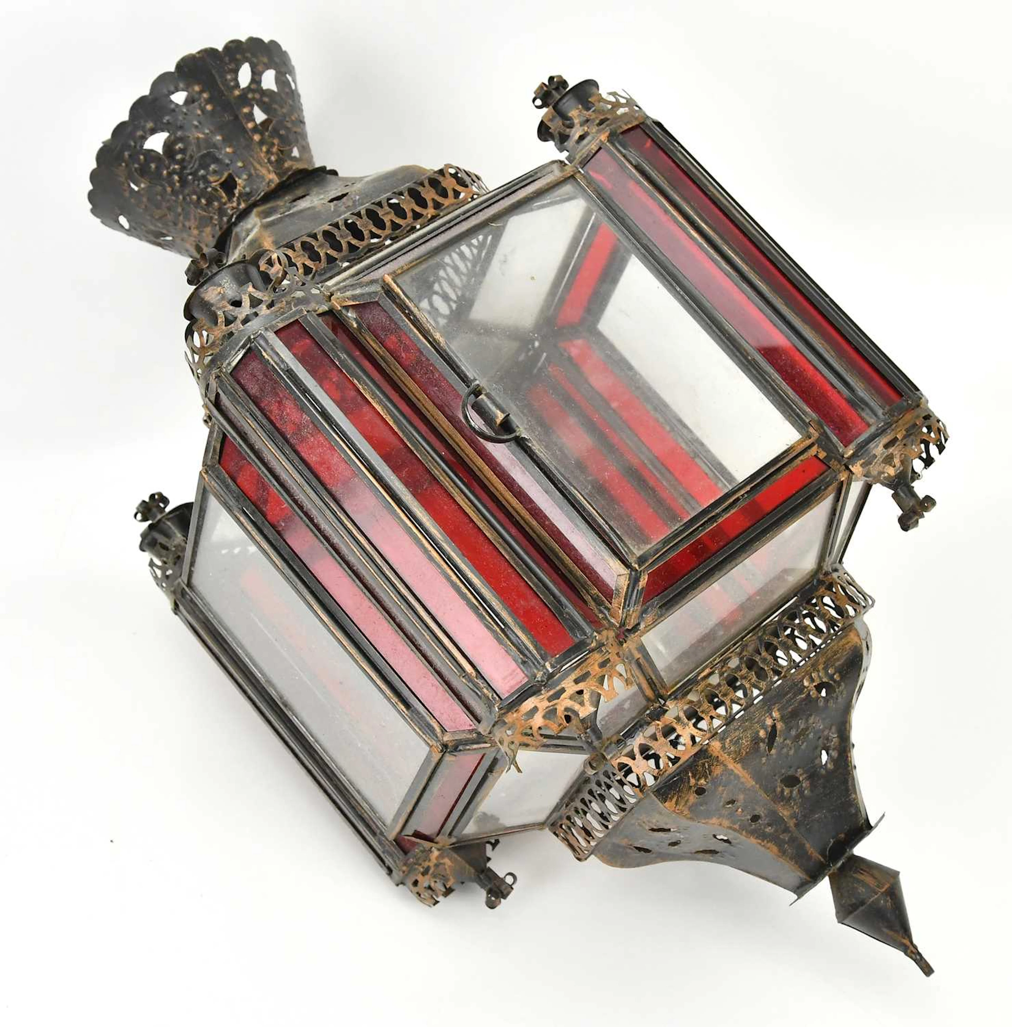 A modern copper Moroccan style hanging light