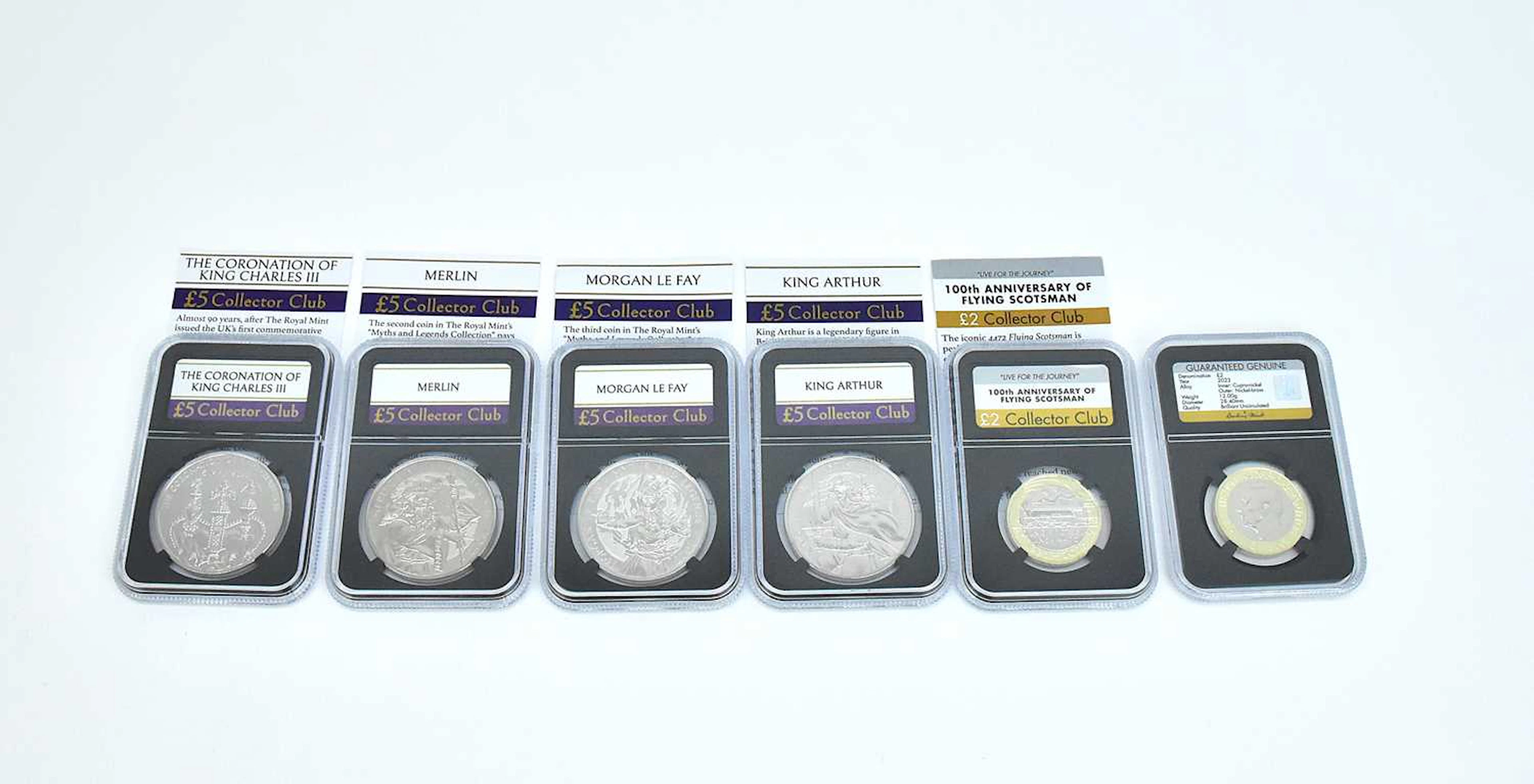 Six commemorative Charles III coins comprising Royal Mint...