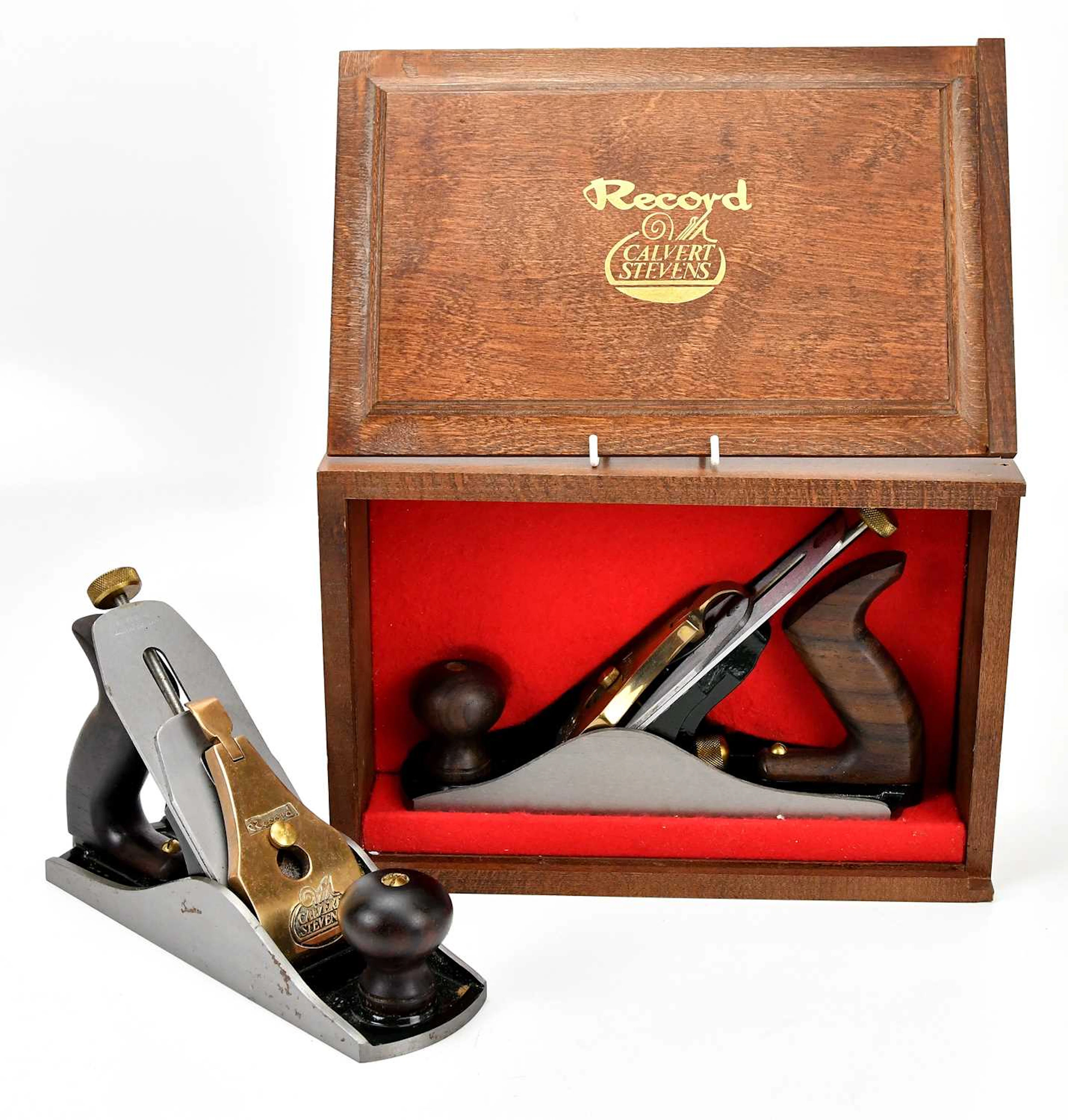 RECORD CALVERT STEVENS; a steel and brass carpenter's plane