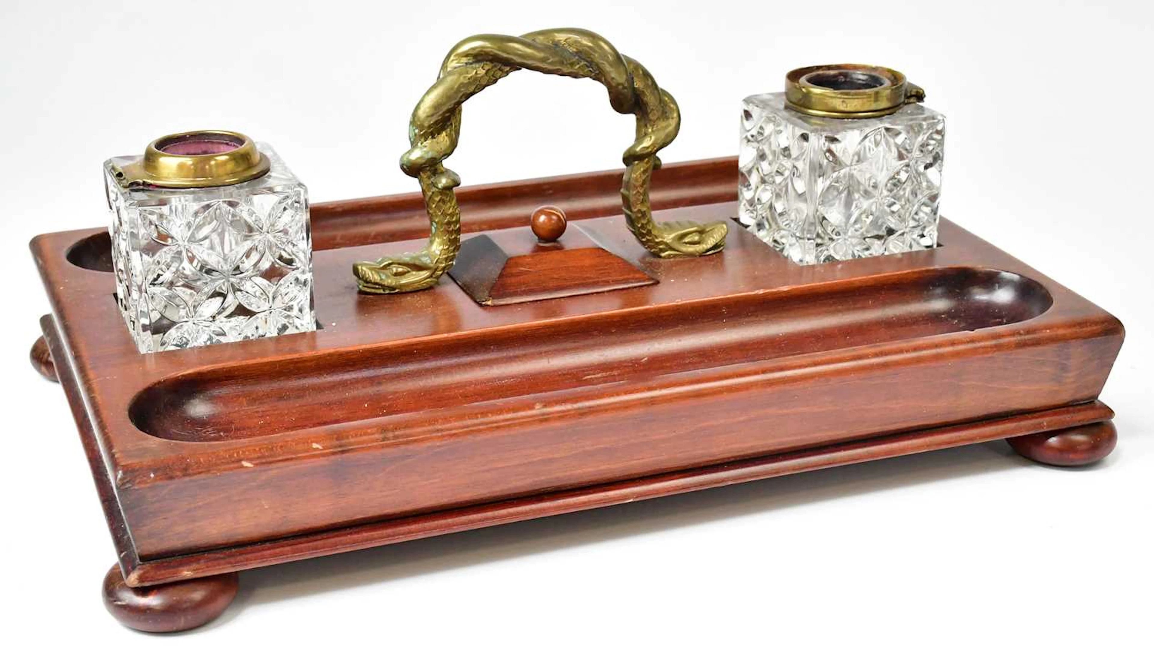A vintage wooden desk companion