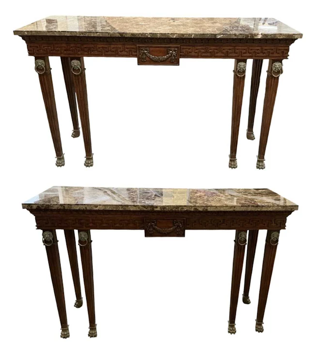 A pair of reproduction French Empire style mahogany...