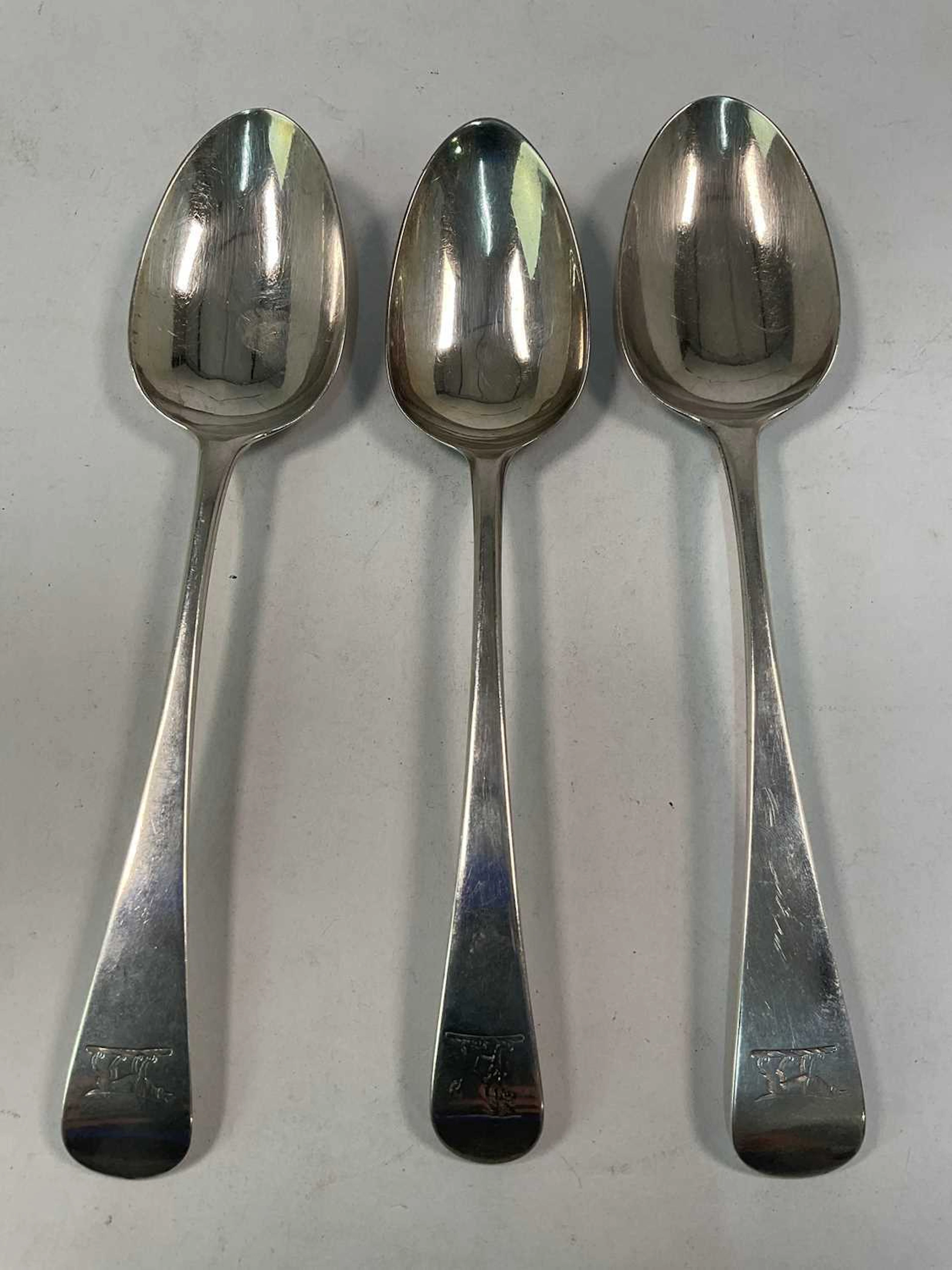 WILLIAM BATEMAN II; a pair of George IV silver serving spoons