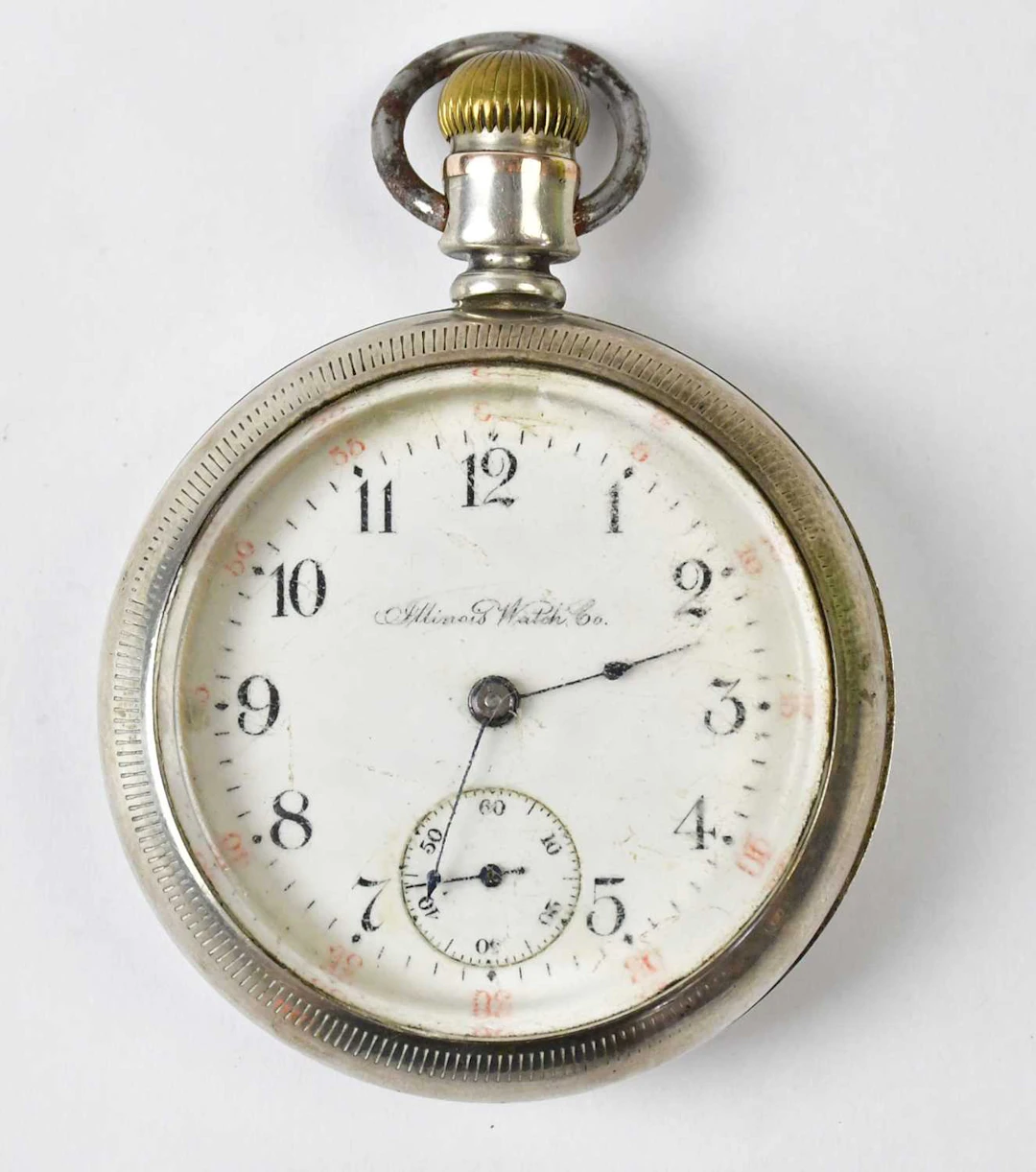 ILLINOIS WATCH CO; a sterling silver open face crown wind pocket watch