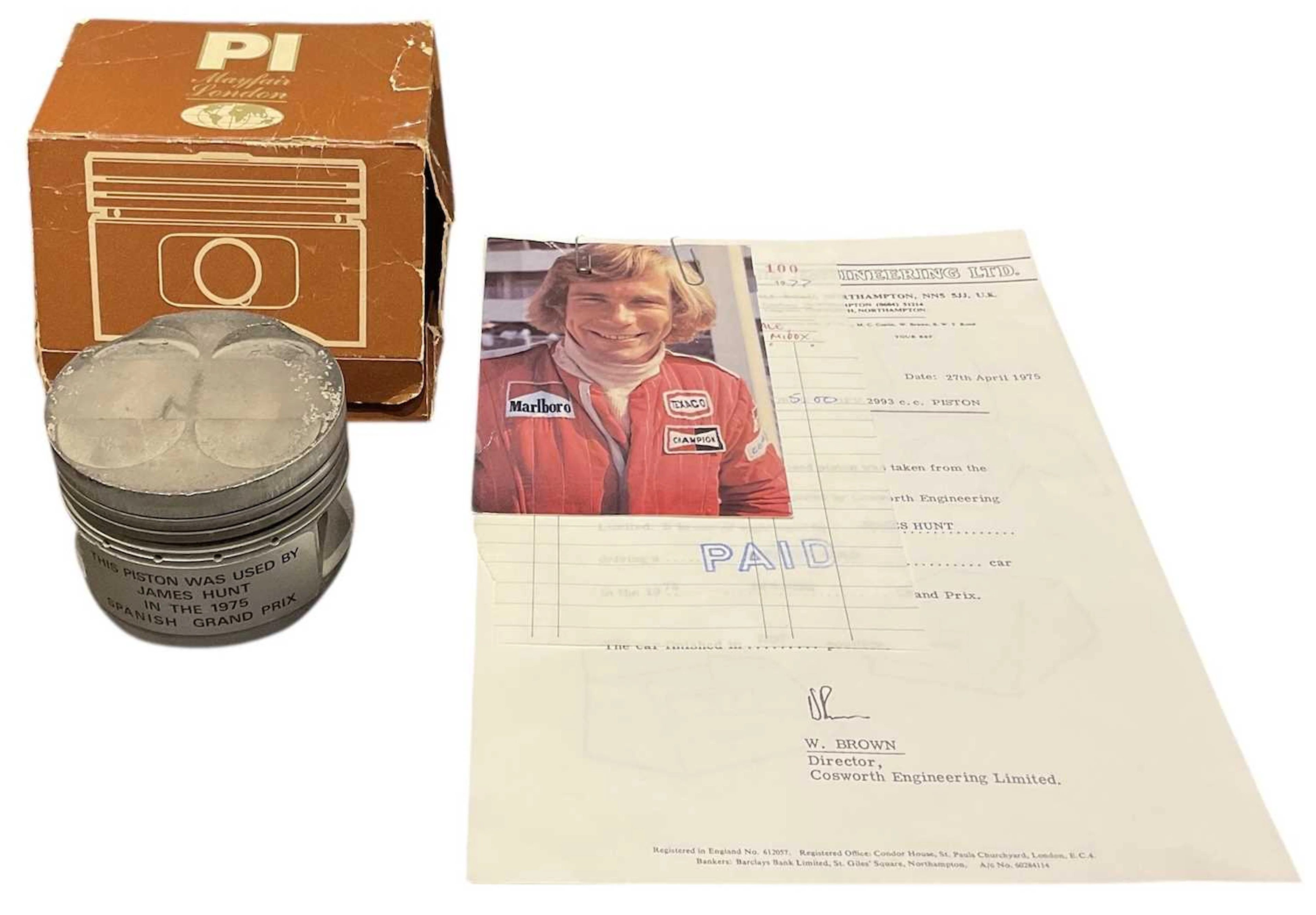MOTORSPORT INTEREST; a Cosworth Engineering Hesketh Ford piston