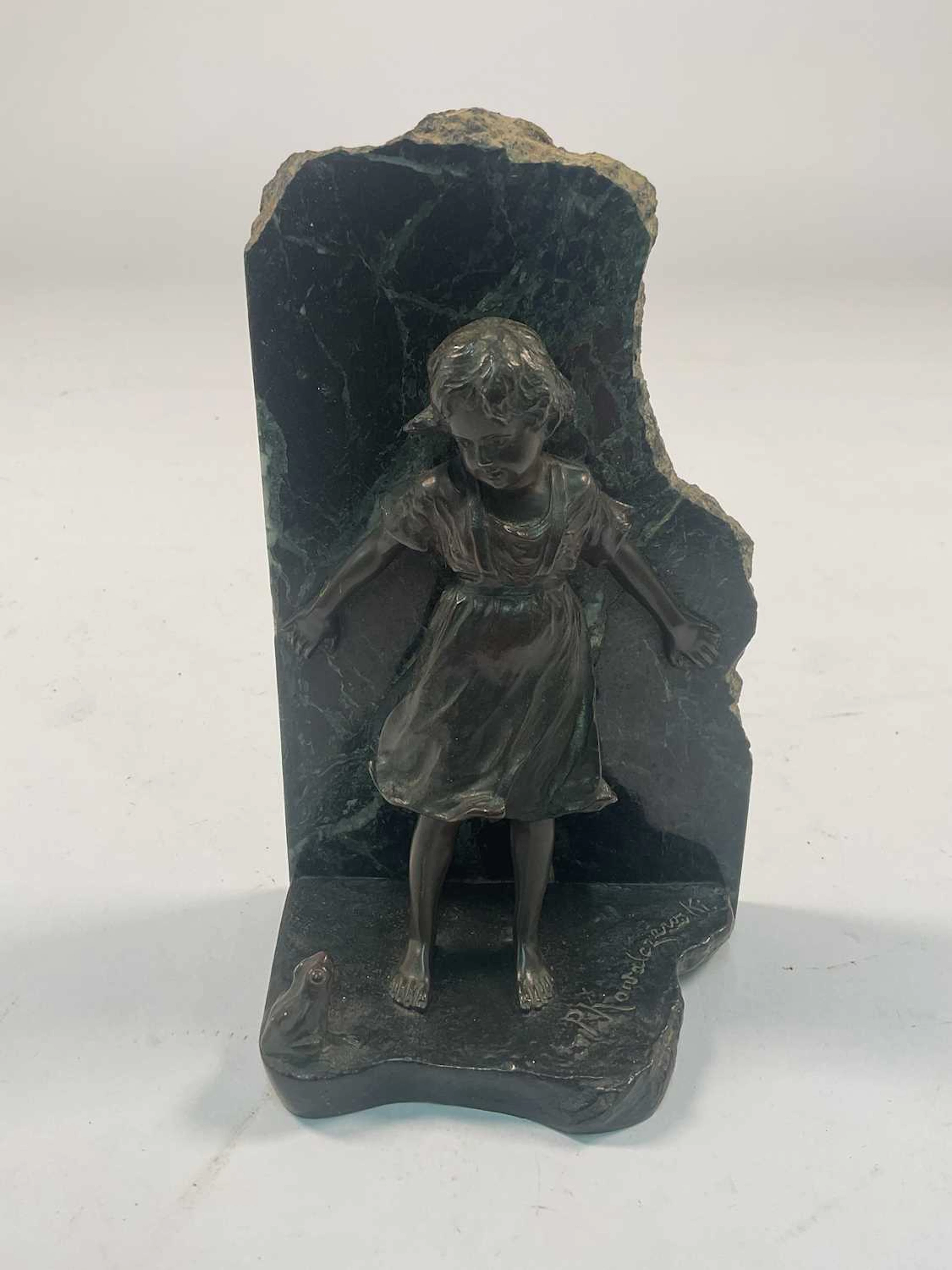 PAUL LUDWIG KOWALCZEWSKI; a bronze figure of young girl with frog