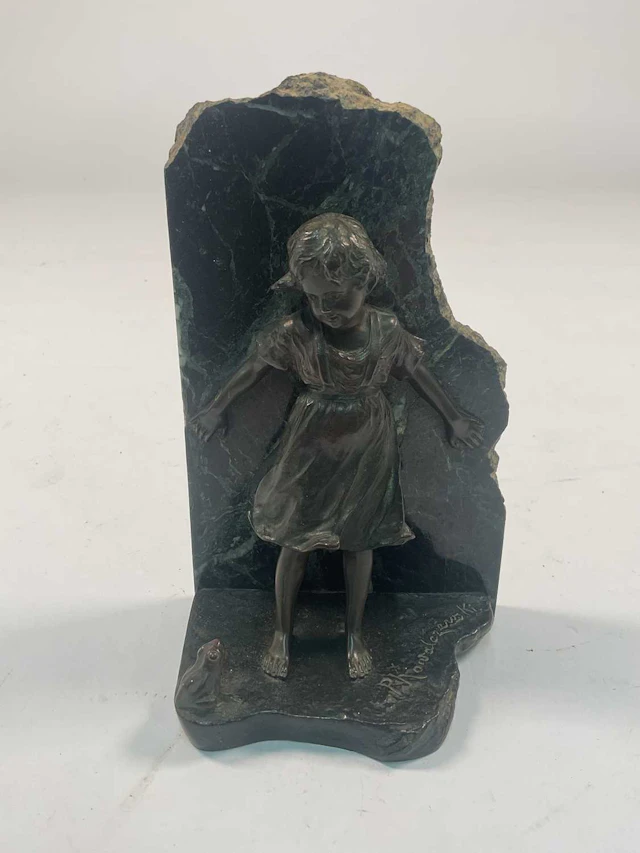 PAUL LUDWIG KOWALCZEWSKI; a bronze figure of young girl with frog