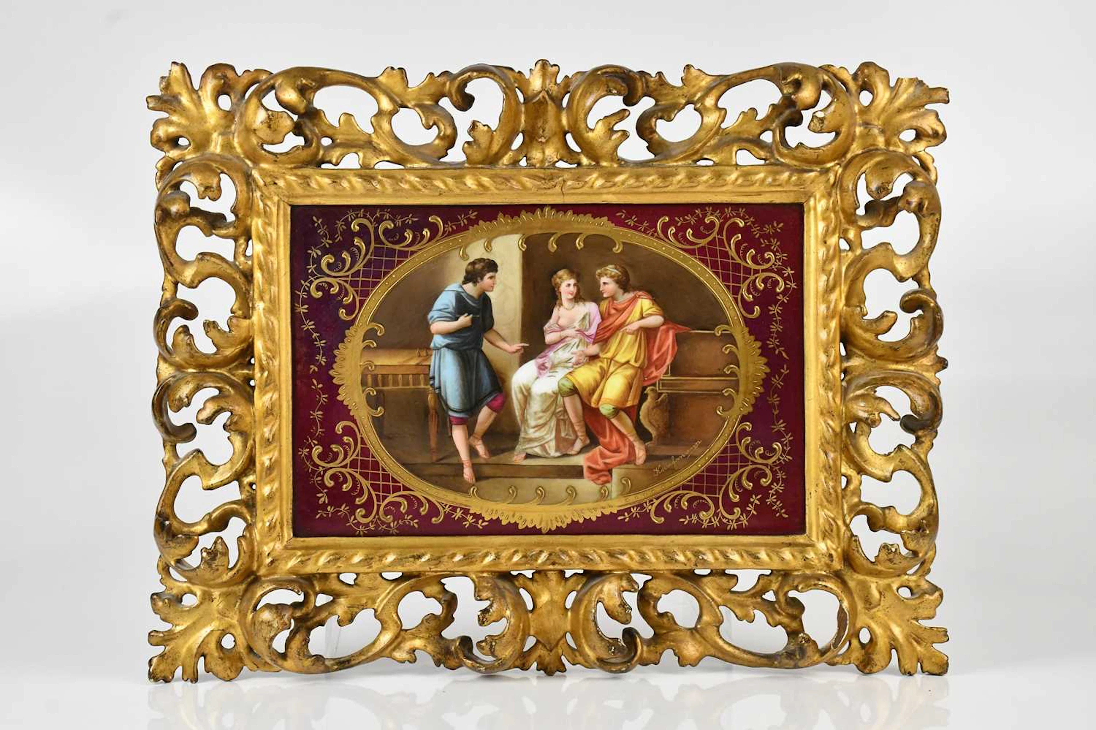 A good 19th century porcelain rectangular plaque