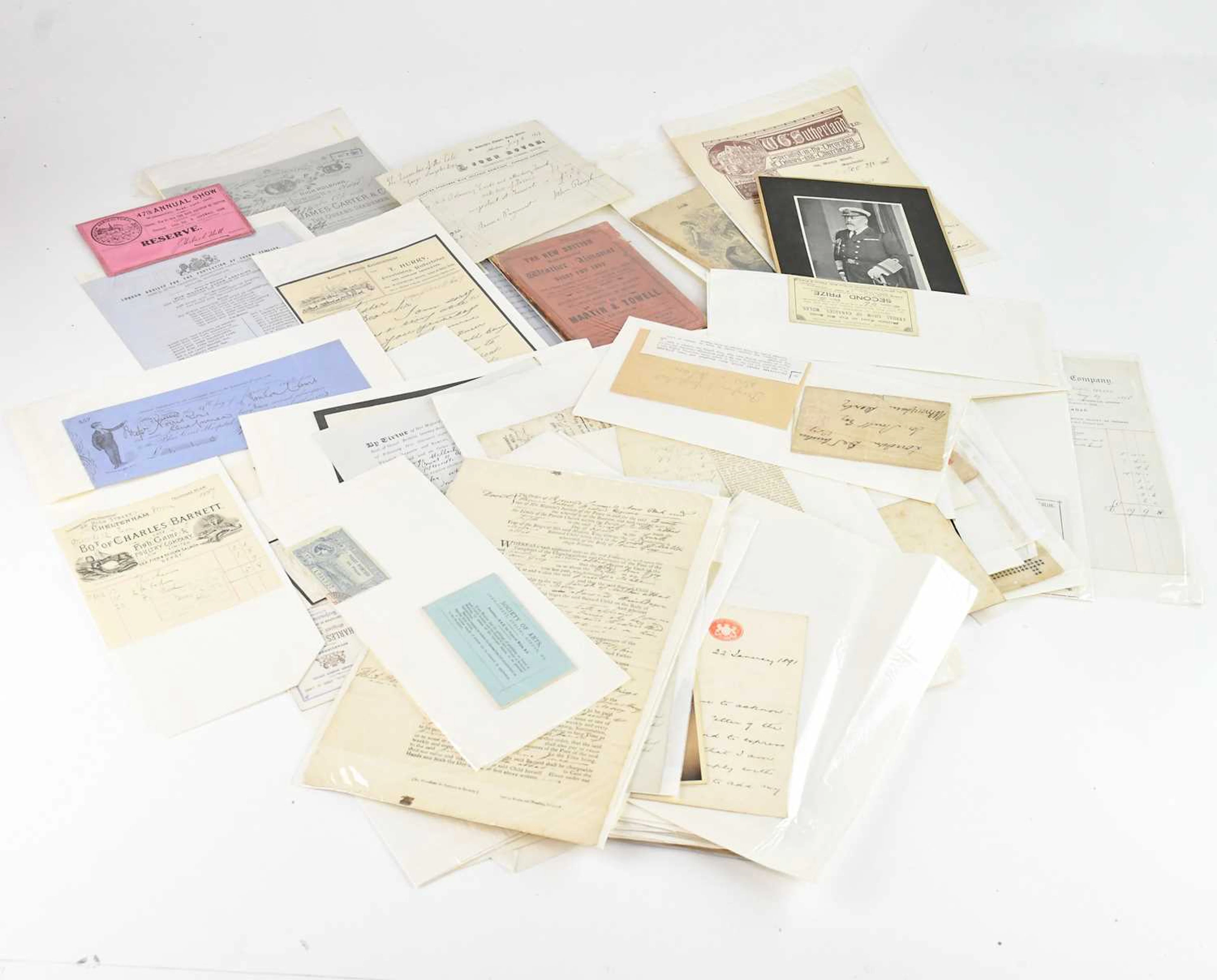 A collection of mostly 19th century documents and ephemera