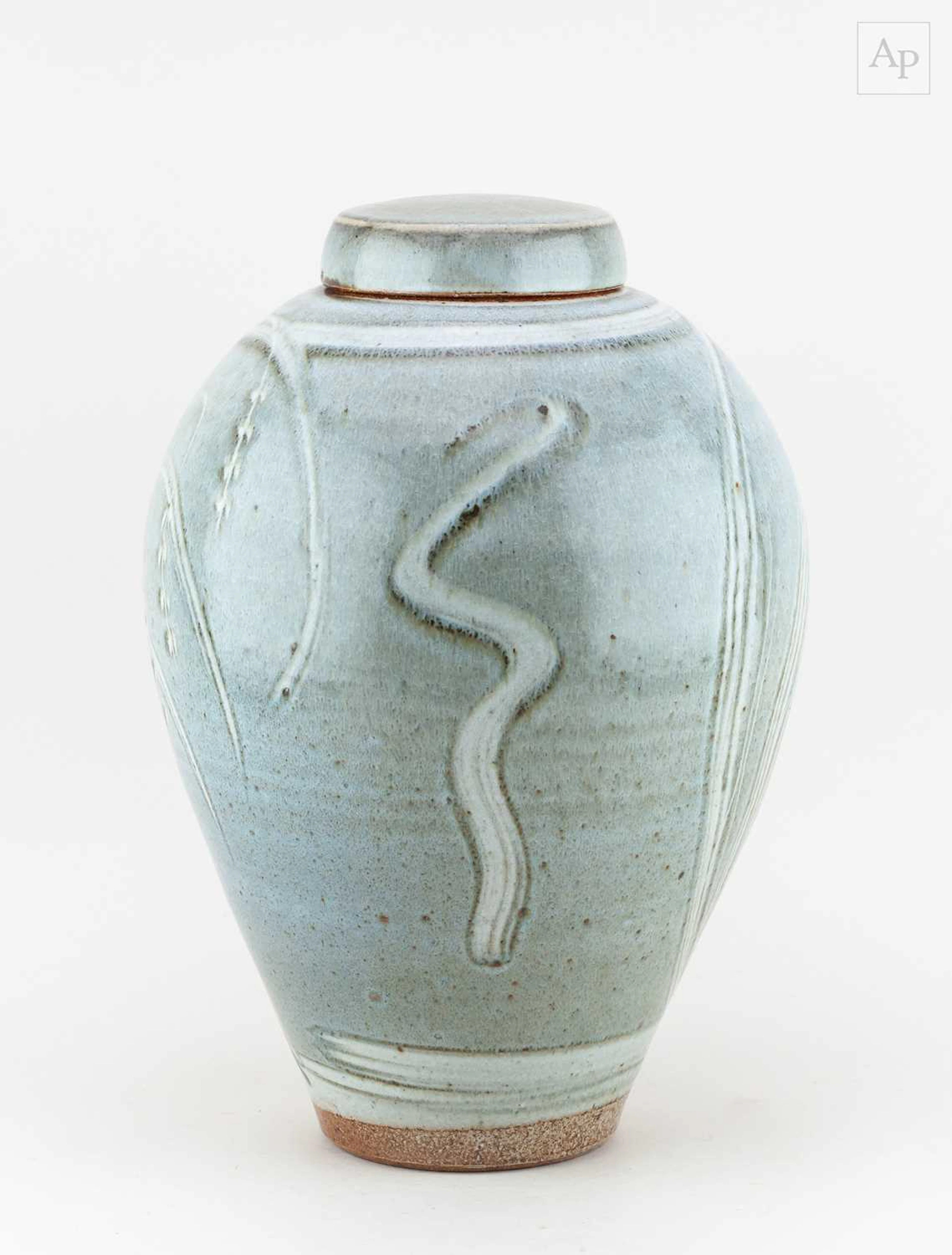 MARK GRIFFITHS (born 1956); a tall stoneware jar and...