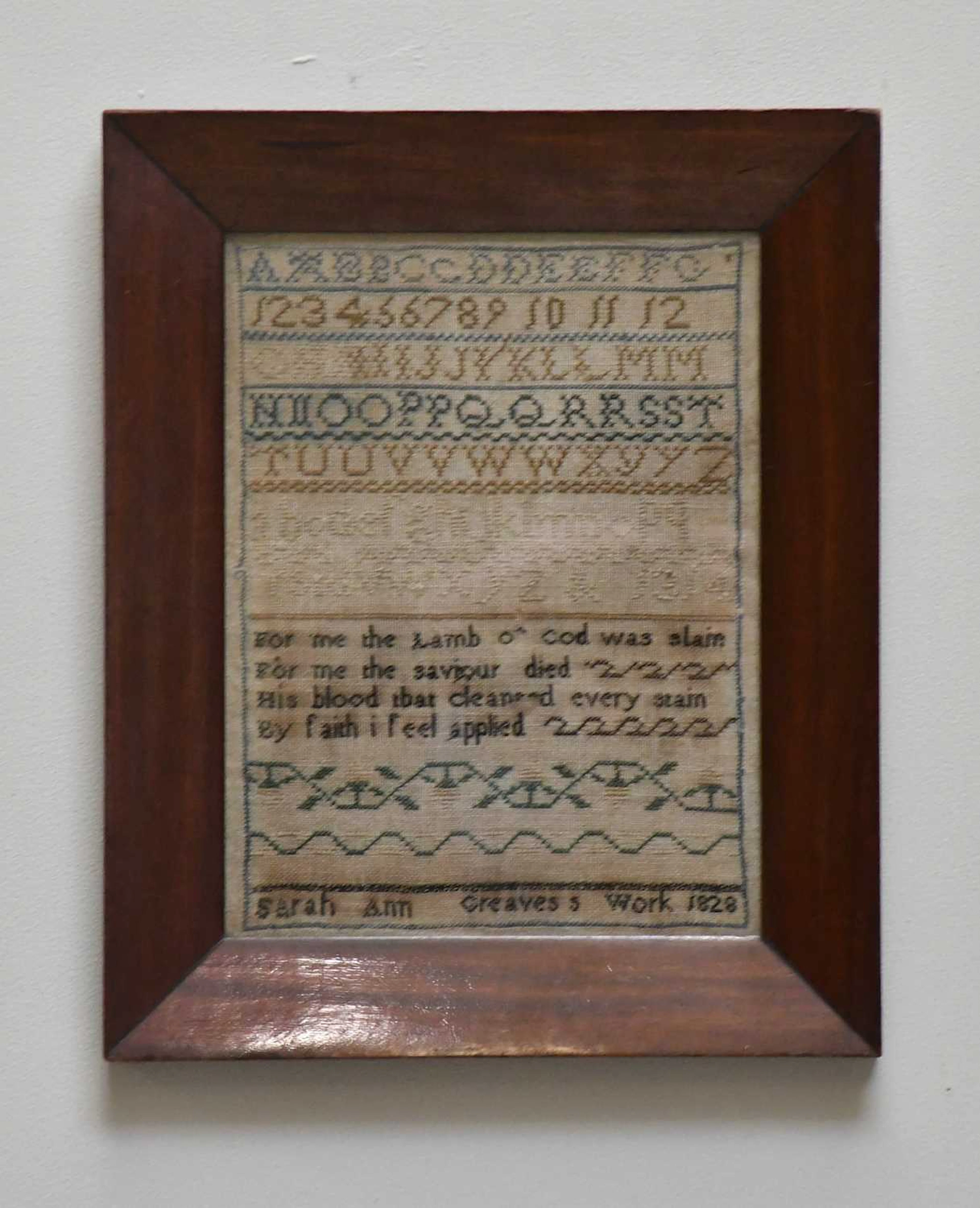 A 19th century sampler by Sarah Ann Greaves