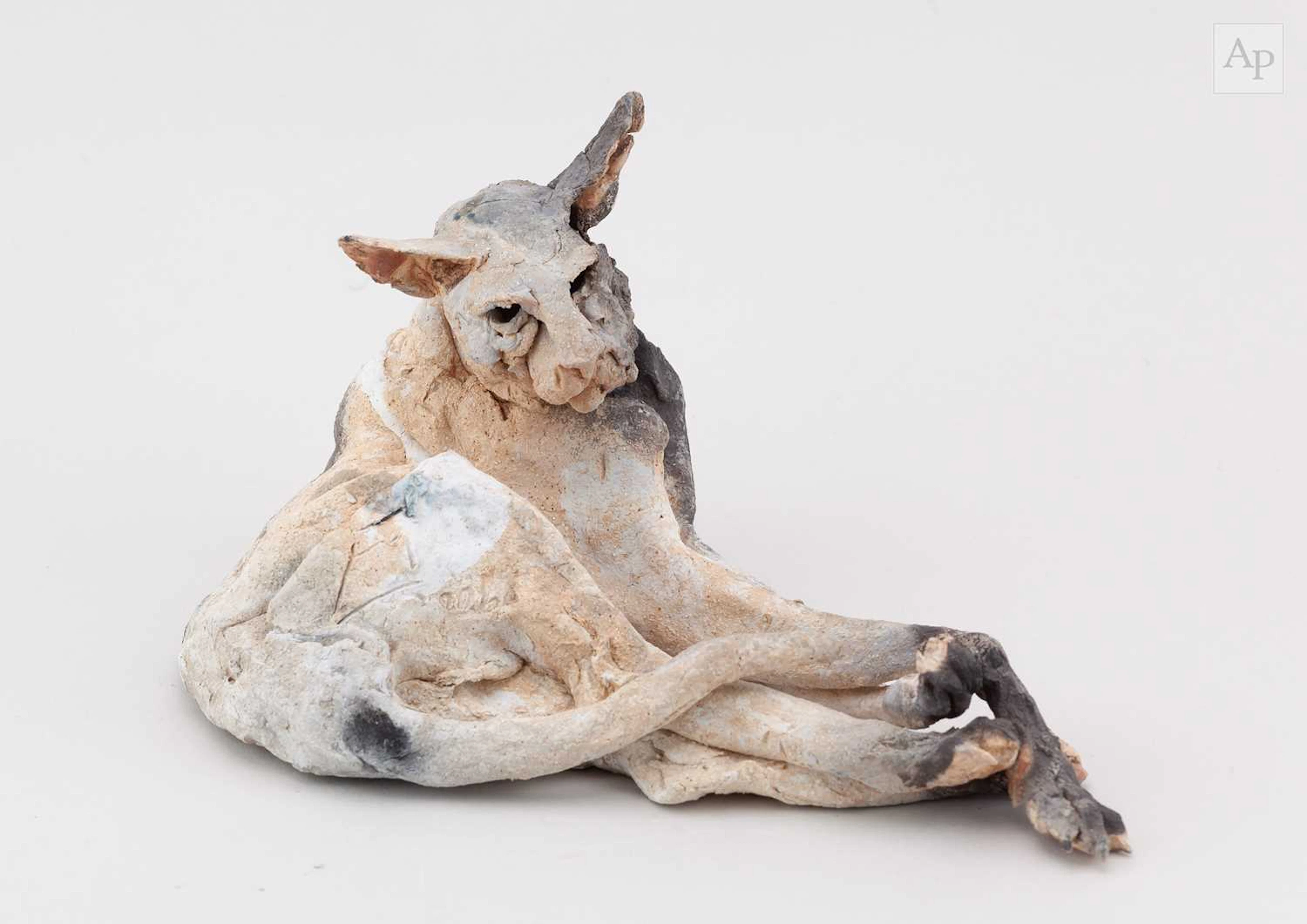 EMMA RODGERS (born 1974); an earthenware sculpture of a sitting cat