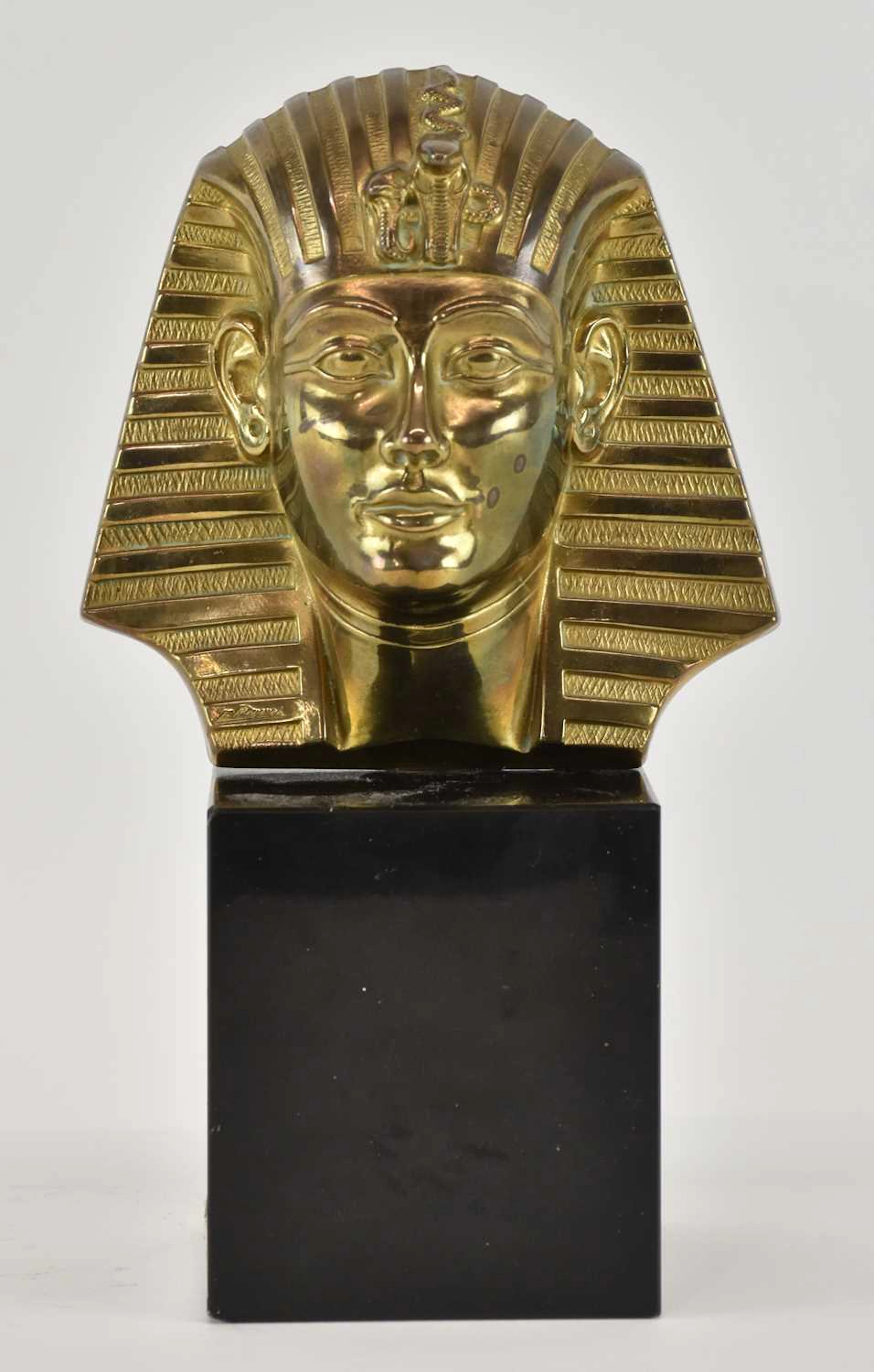 An early 20th century French gilt bronze bust of Tutankhamun