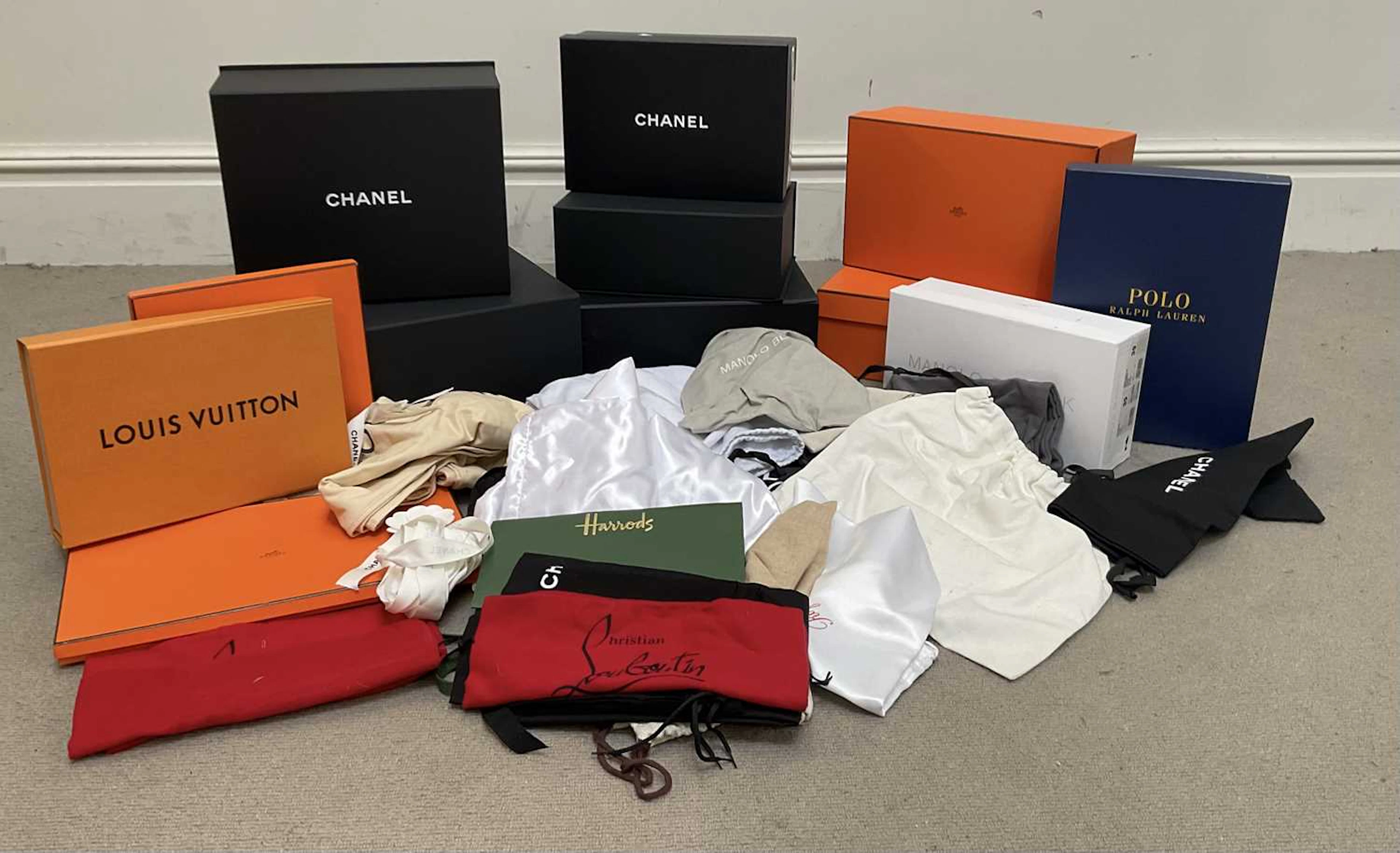 An extensive collection of fashion and clothing/accessory boxes