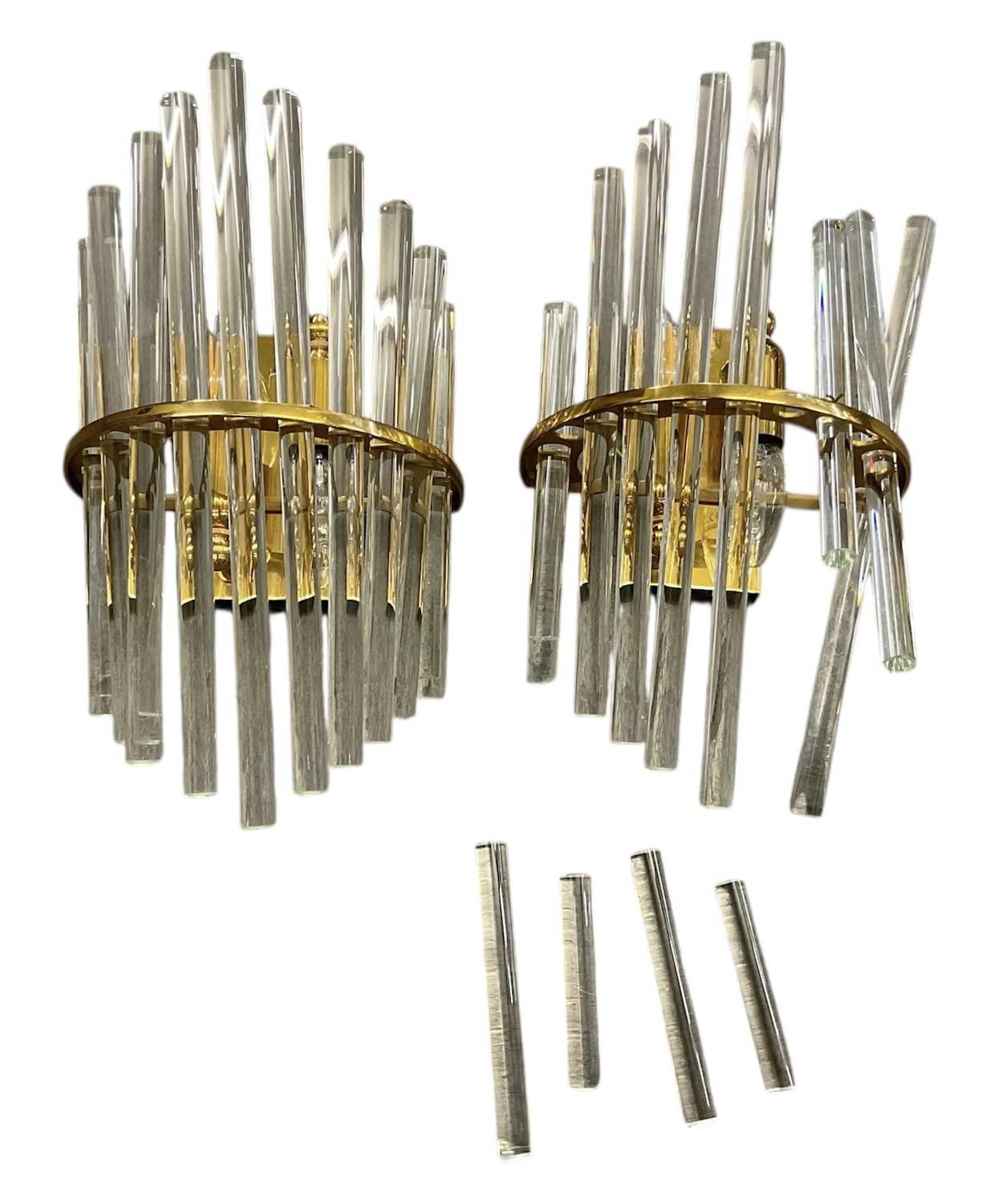 CHRISTOPH PALME; a pair of modern contemporary glass rod wall lights
