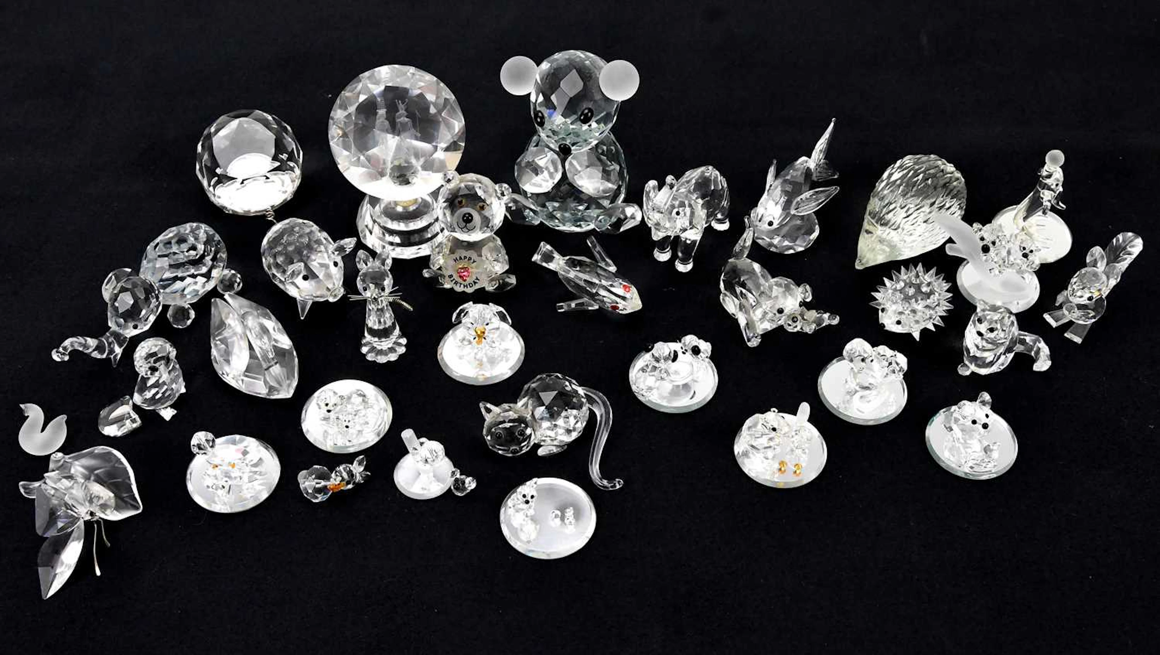 SWAROVSKI; a large collection of crystal animals