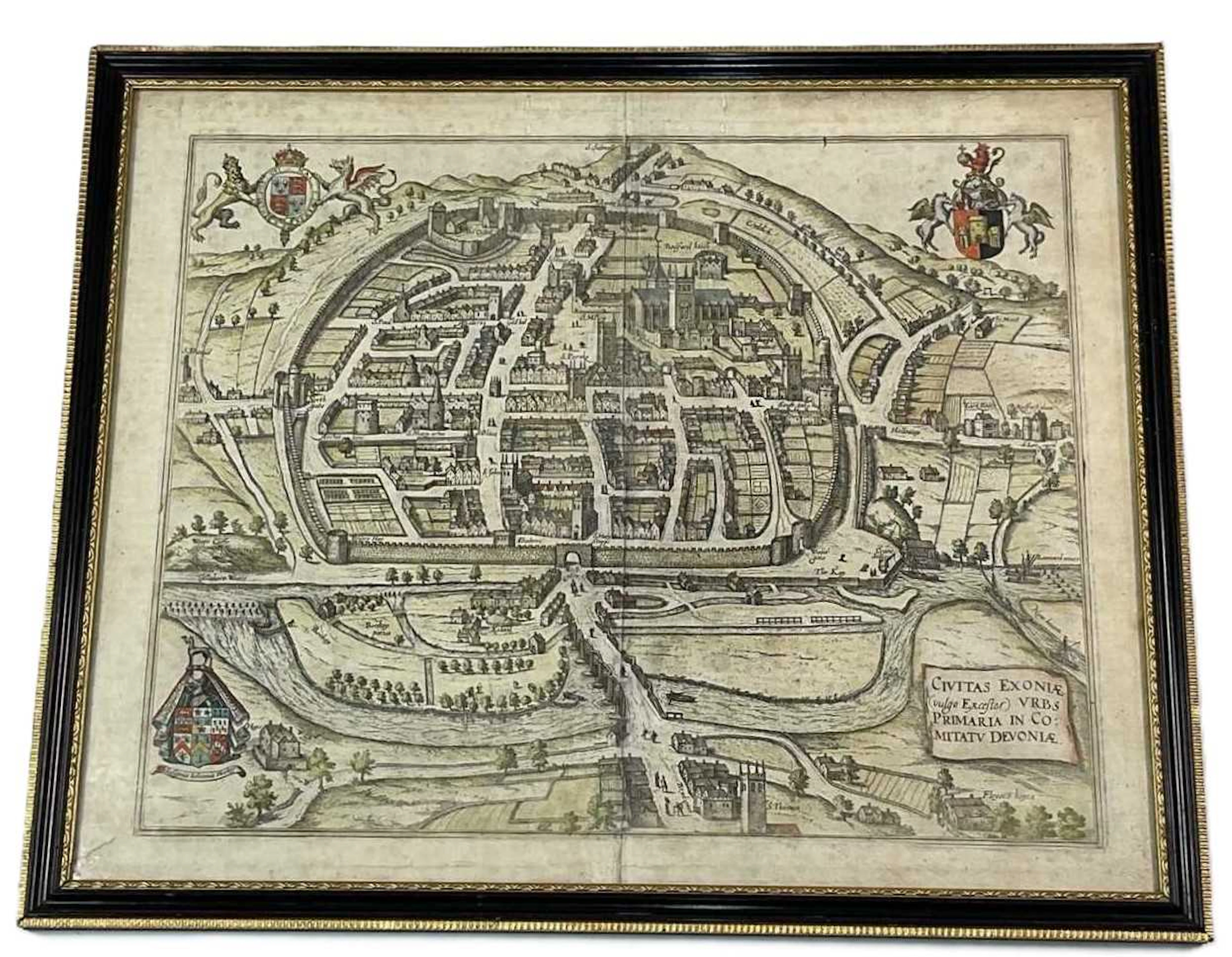 FRANS HOGENBERG (c.1535–1590); Perspective Plan of the City of Exeter