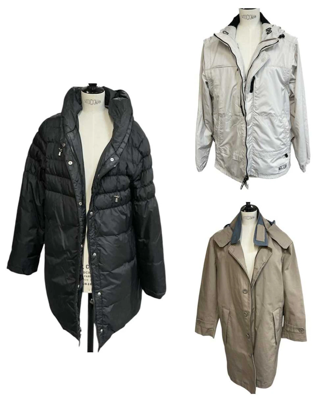 DKNY; a black lady's puffer jacket coat