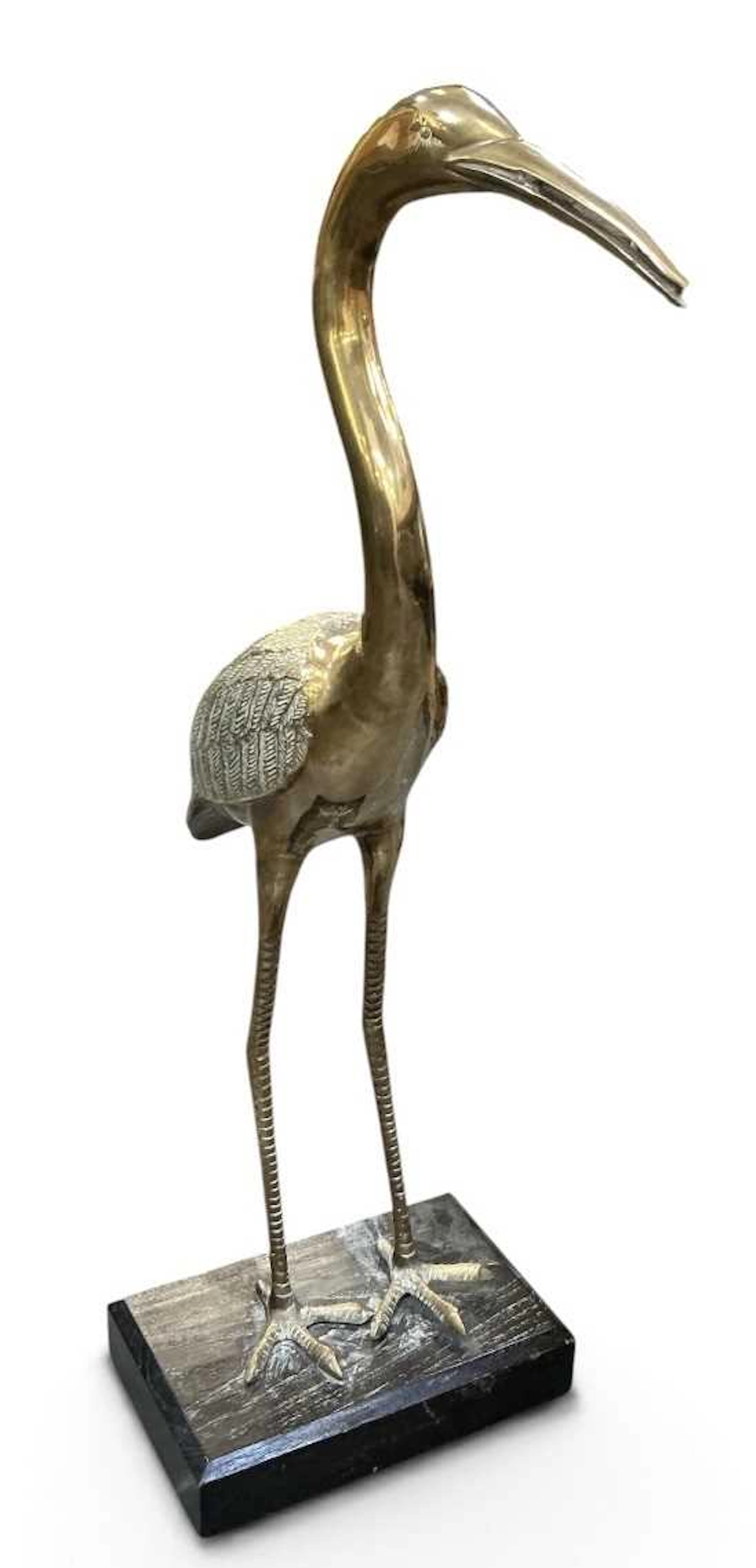 A modern decorative brass figure of a crane