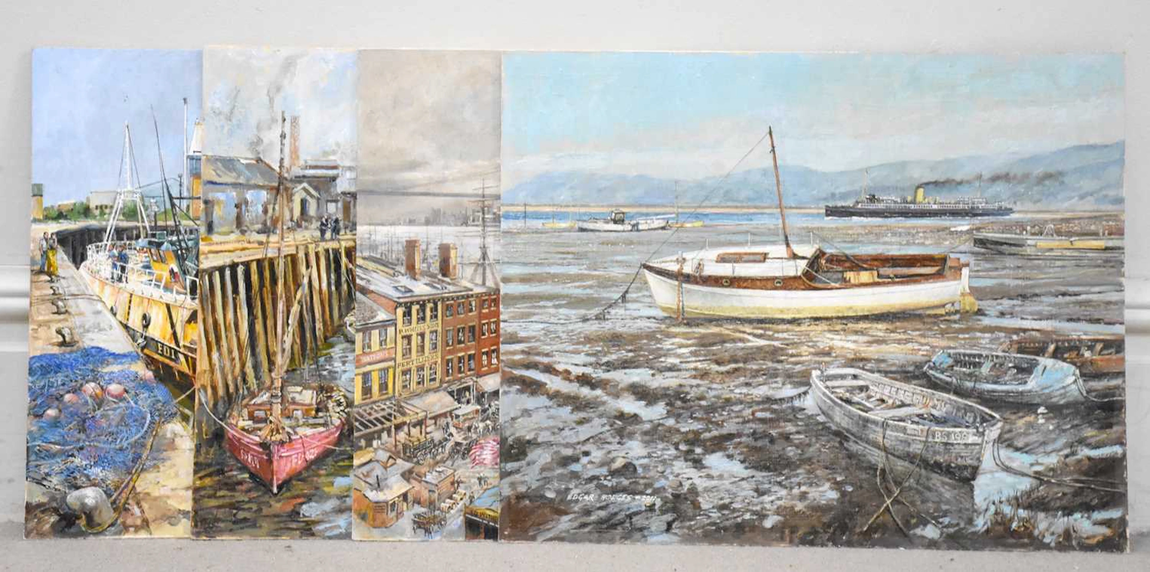 EDGAR HODGES (1928-2025); four oils on board including an...